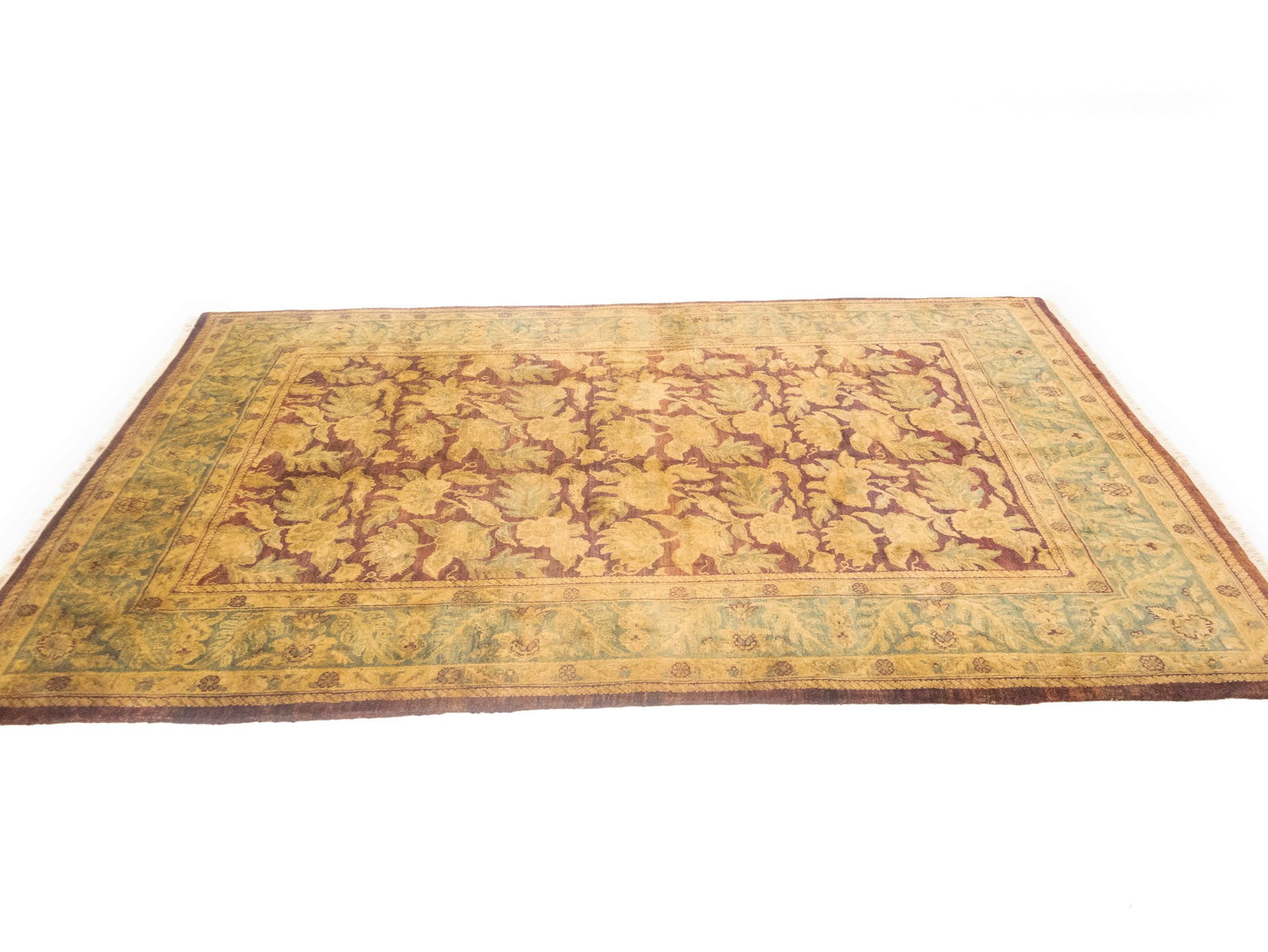 Burgundy Floral Classic 6X9 Agra Jaipur Oriental Rug - 6