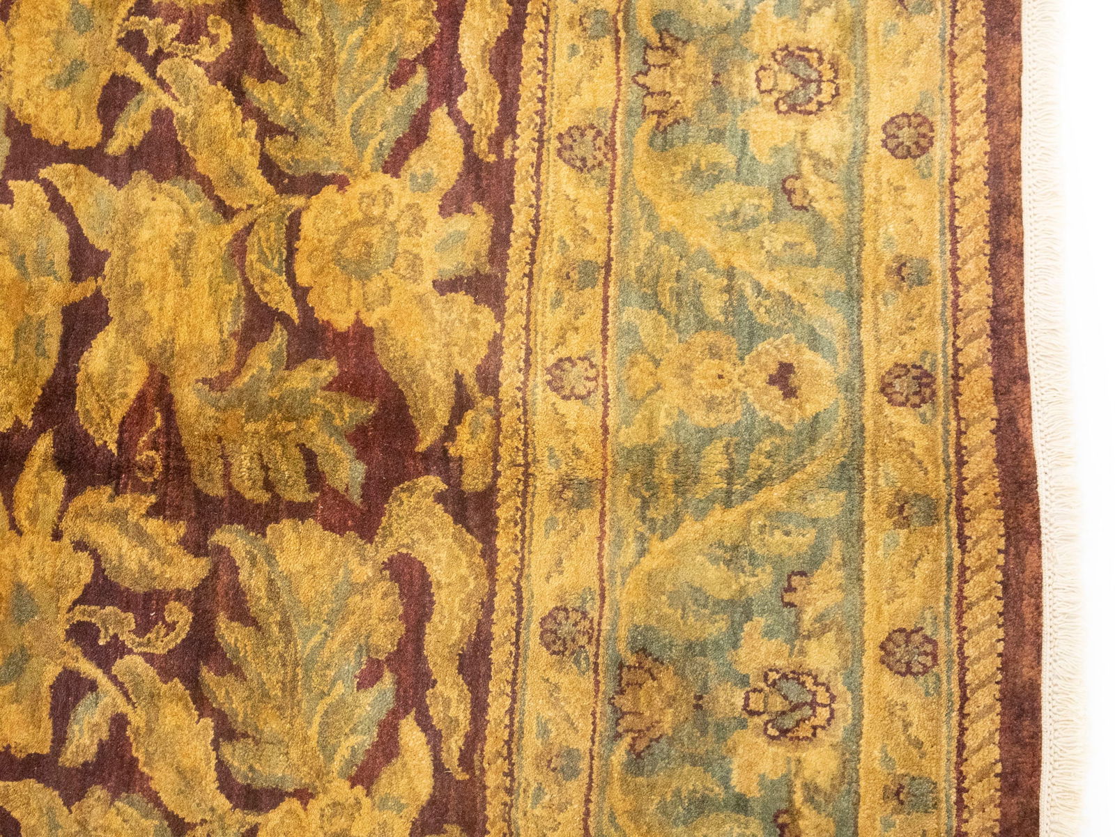 Burgundy Floral Classic 6X9 Agra Jaipur Oriental Rug - 9