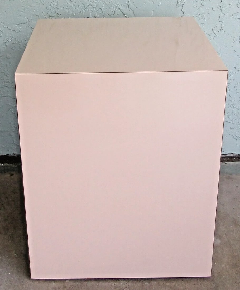 1960s Mid-Century Modern Vintage Cube Accent Table Tan - 2