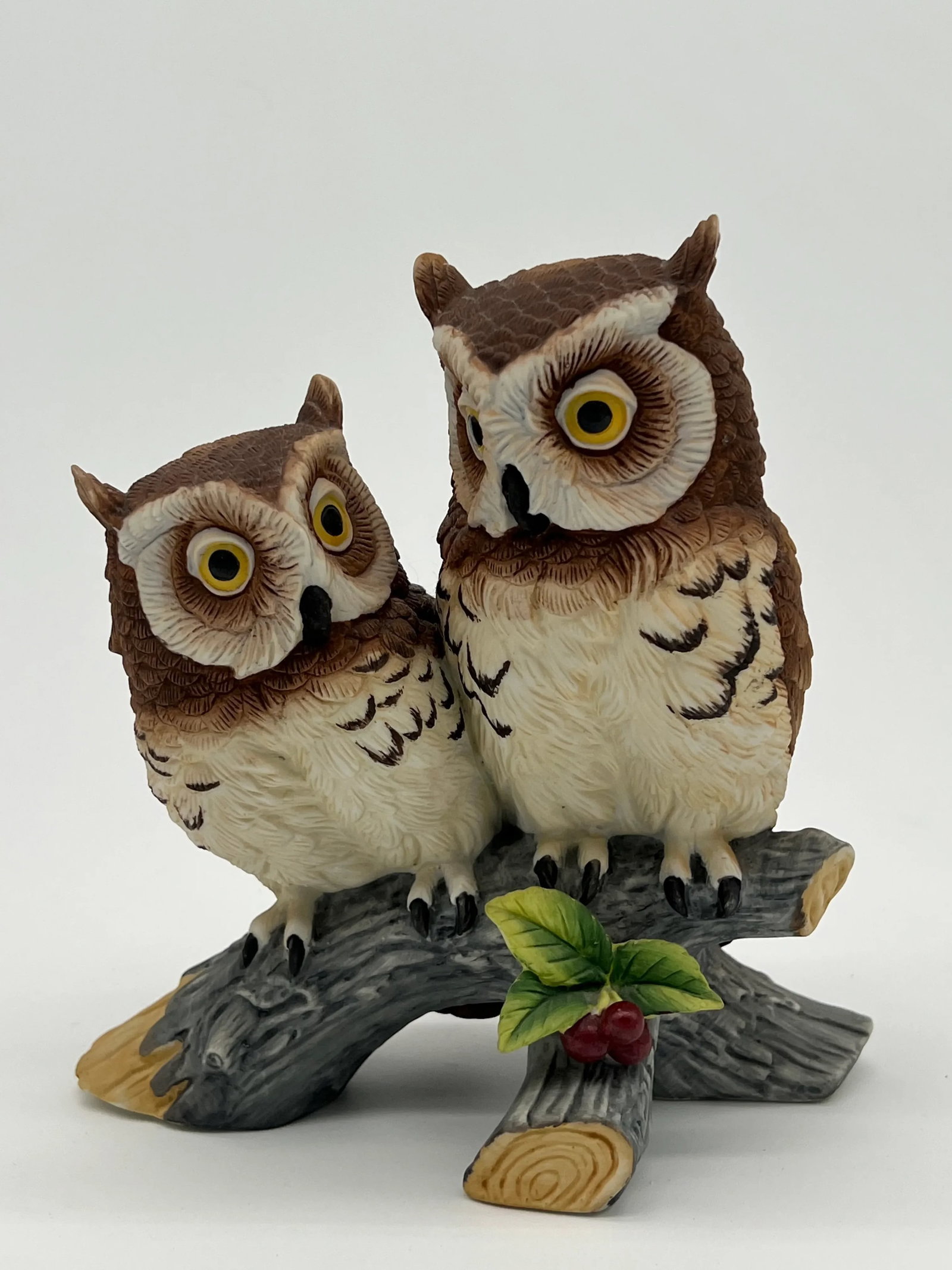 Vintage Owls on a Branch - 2