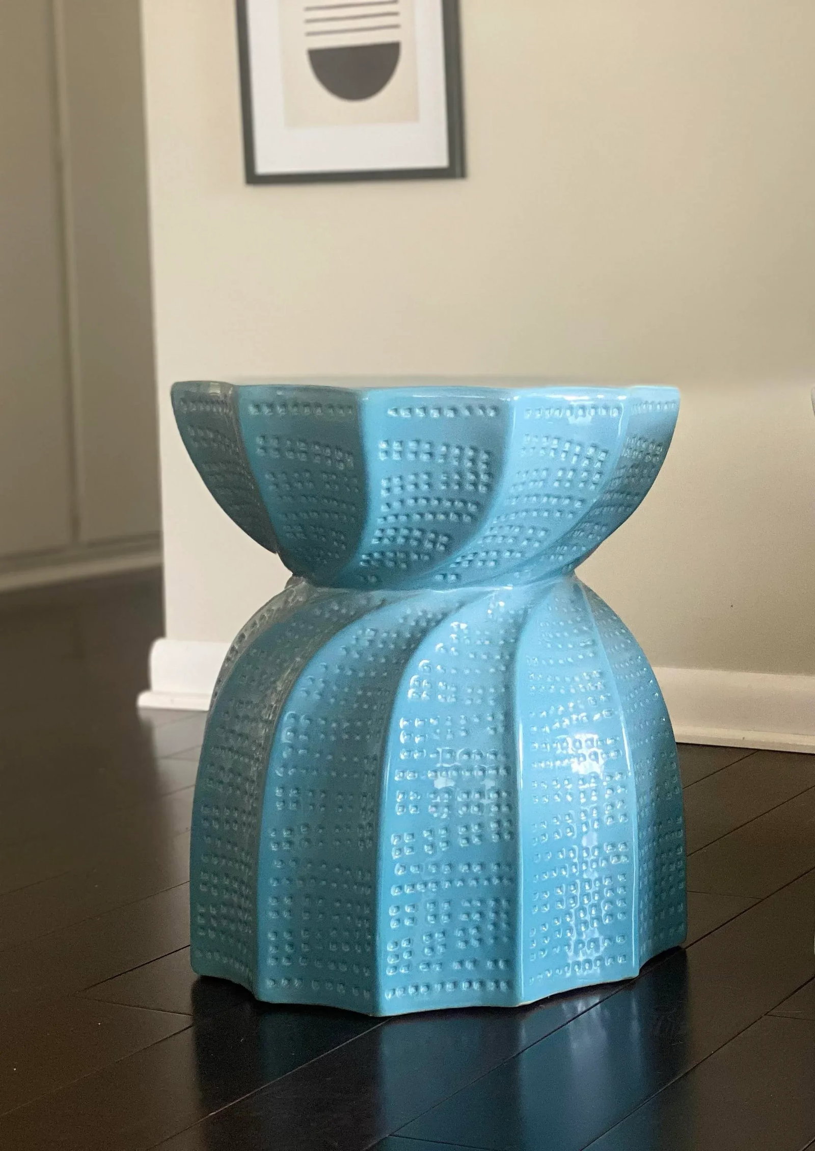 Ceramic Outdoor Side Table by Made Goods "Bea" in Mediterranean Blue Ceramic - 2