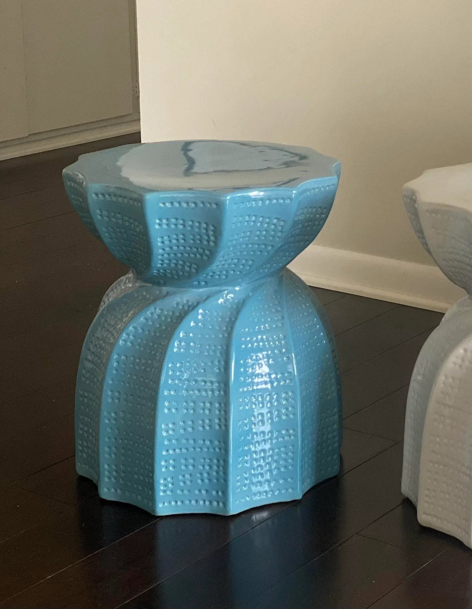 Ceramic Outdoor Side Table by Made Goods "Bea" in Mediterranean Blue Ceramic - 4