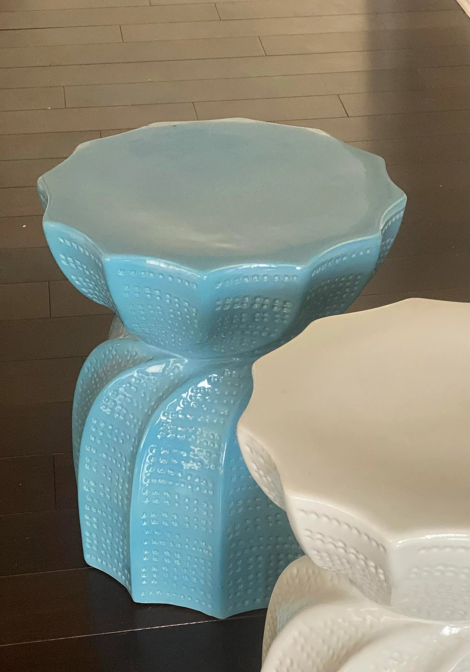 Ceramic Outdoor Side Table by Made Goods "Bea" in Mediterranean Blue Ceramic - 5