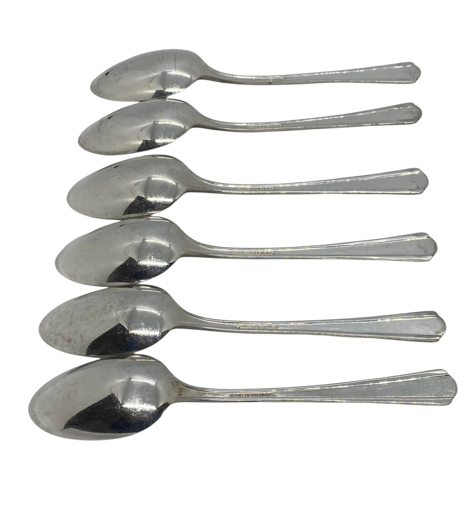 1939 International Silver Court Silverplate Glossy Place Oval Soup Spoons- Set of 6 - 7