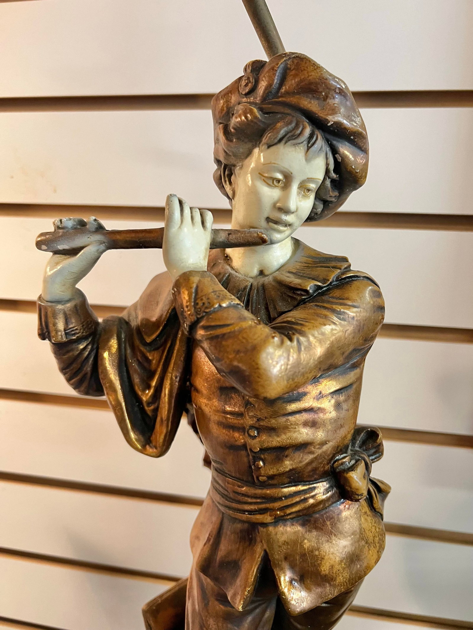 Vintage 1950s Figure Playing Flute Lamp - 2