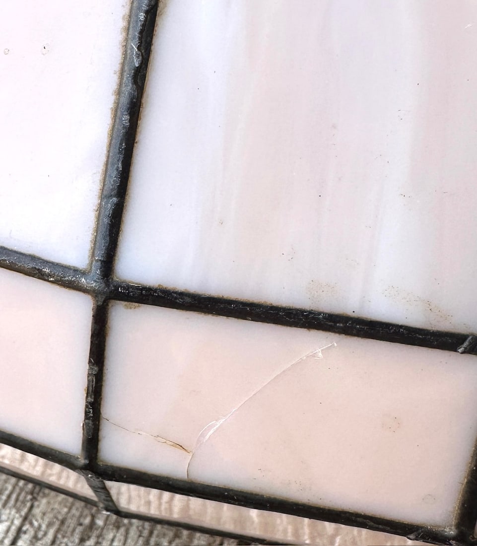 Vintage Peach Stain Glass Chandelier - 7