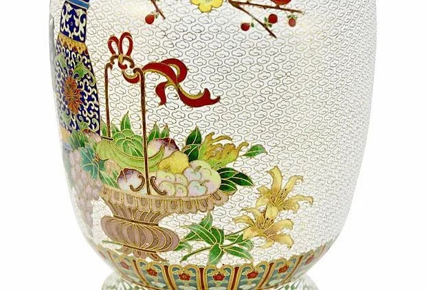 Chinese 9" Tall Cloisonne Garden Vase - 4