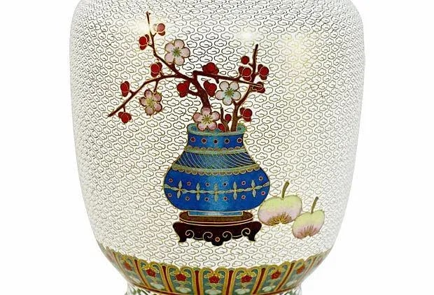 Chinese 9" Tall Cloisonne Garden Vase - 5