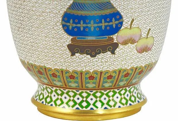Chinese 9" Tall Cloisonne Garden Vase - 7
