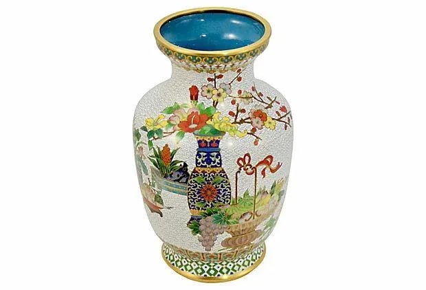 Chinese 9" Tall Cloisonne Garden Vase - 8