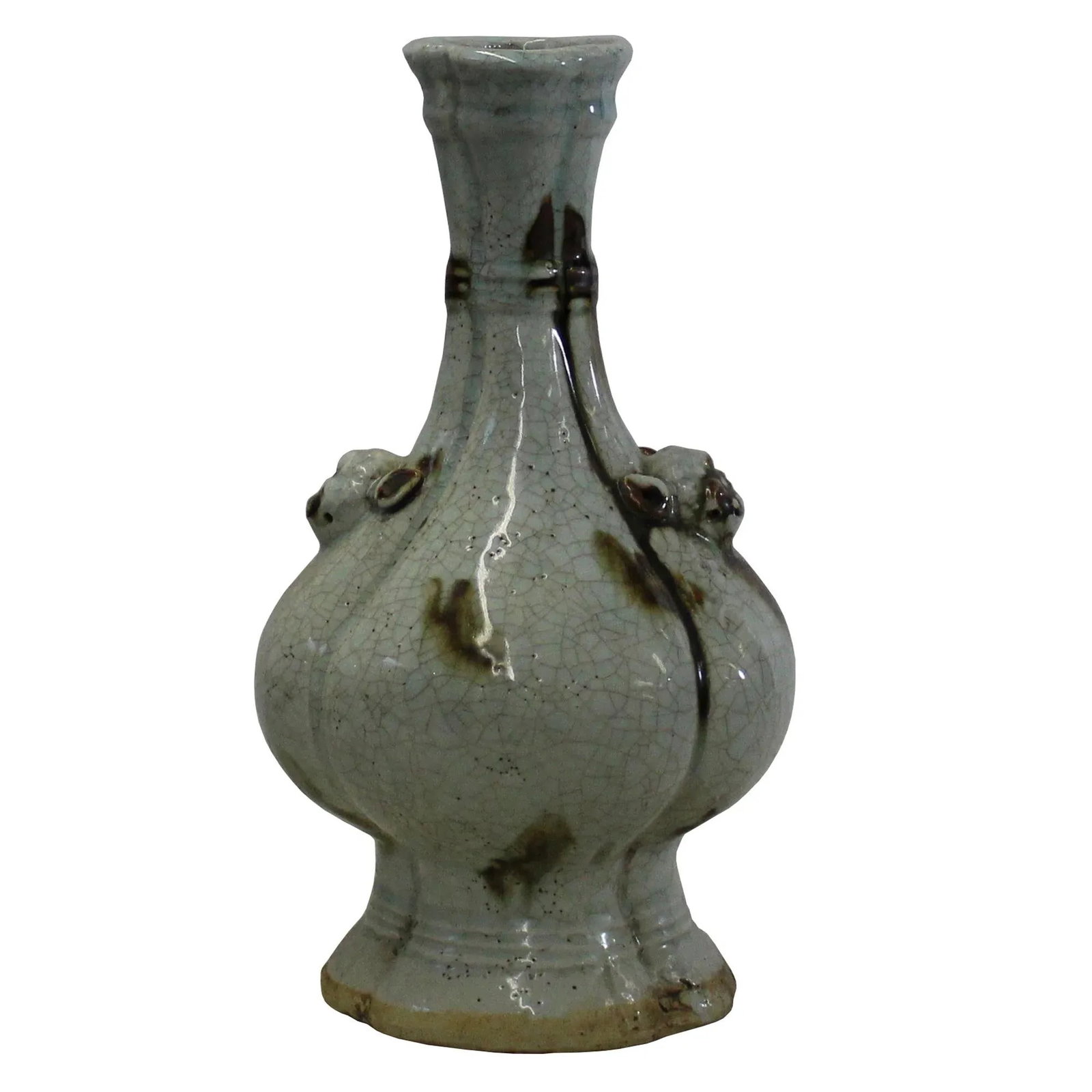 Chinese Ru Ware Light Gray White Celadon Glaze Ceramic Vase - 7