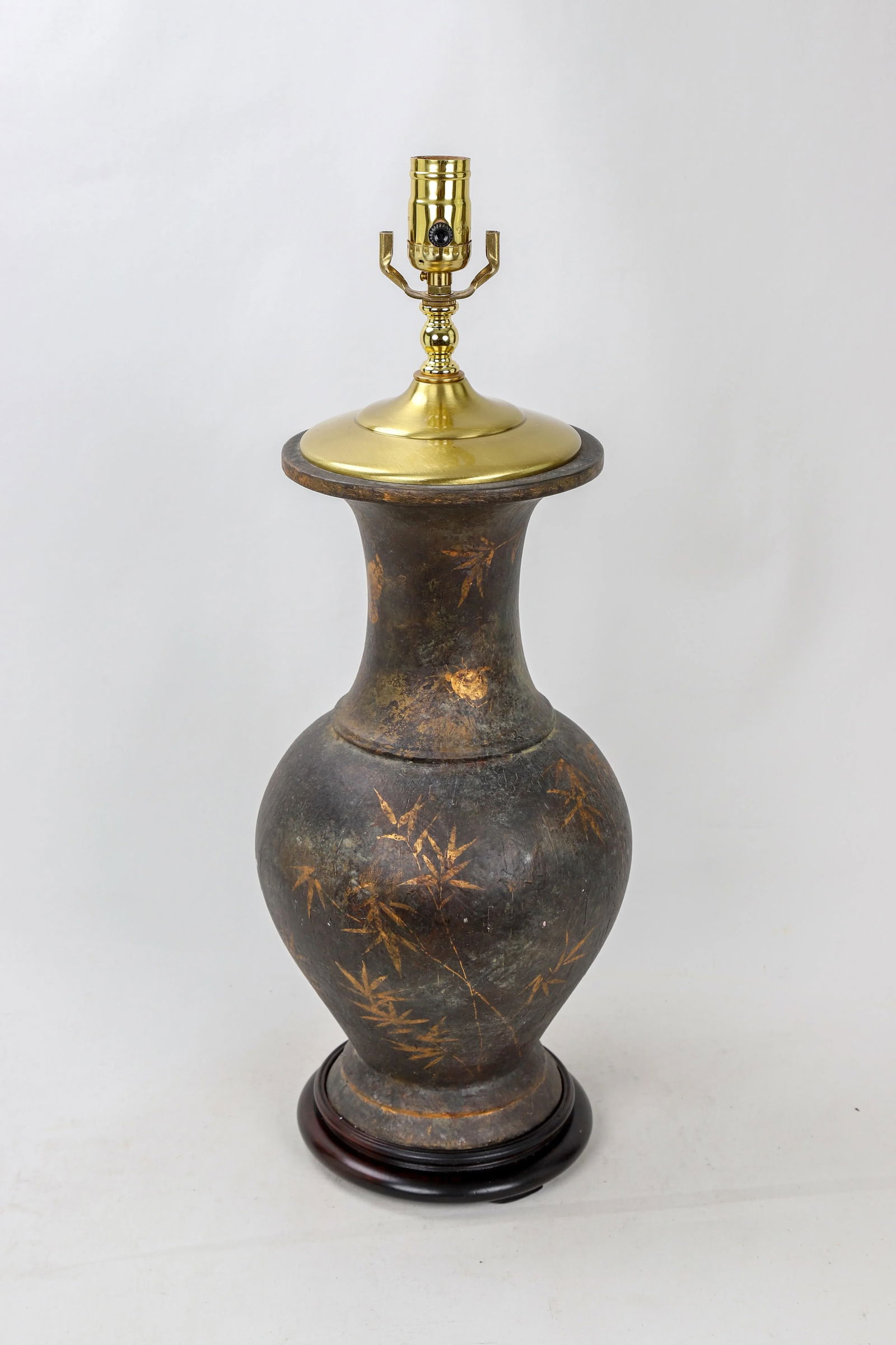 Vintage Vase Lamp With Golden Bamboo Painted by Brunschwig & Fils - 2