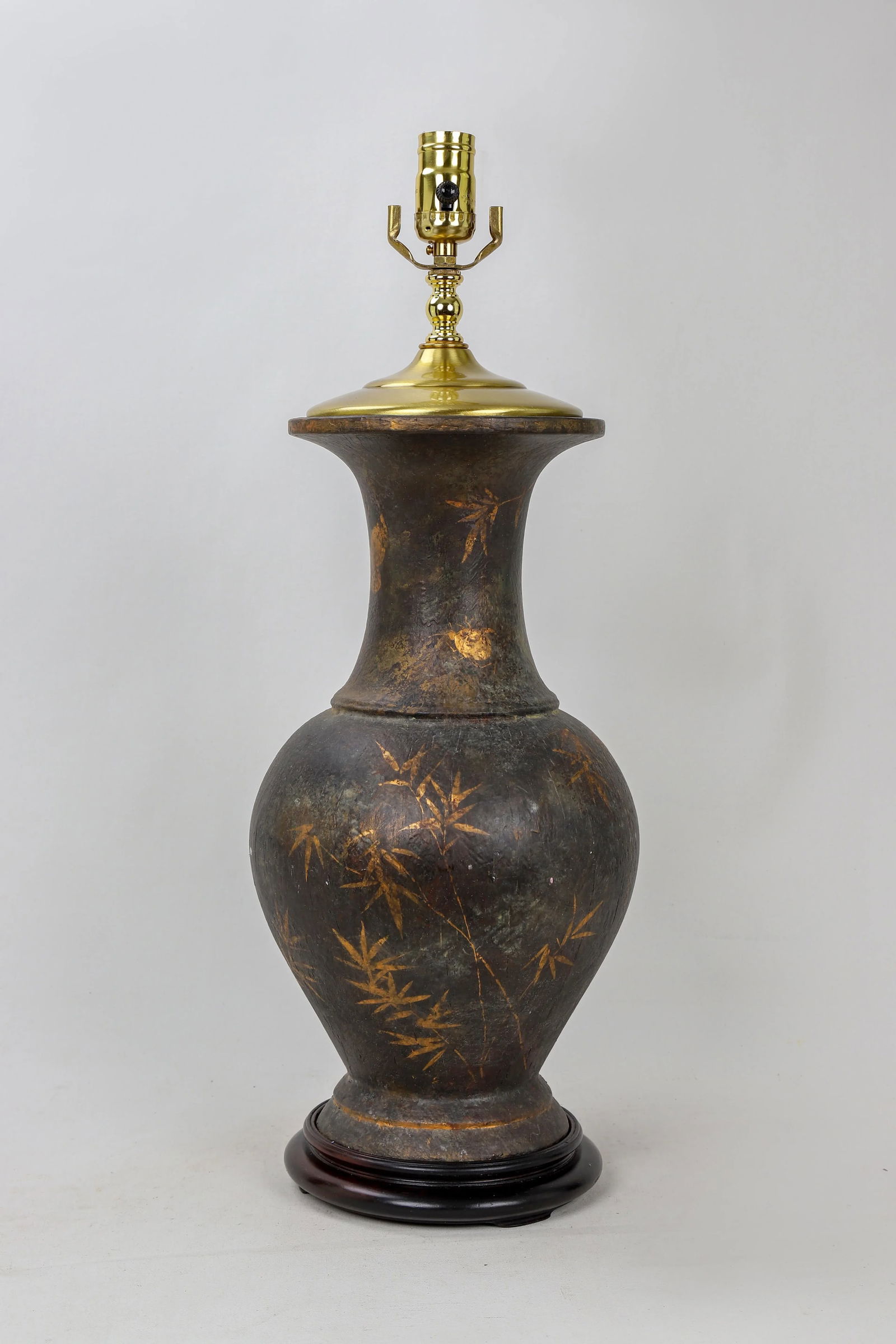 Vintage Vase Lamp With Golden Bamboo Painted by Brunschwig & Fils - 7