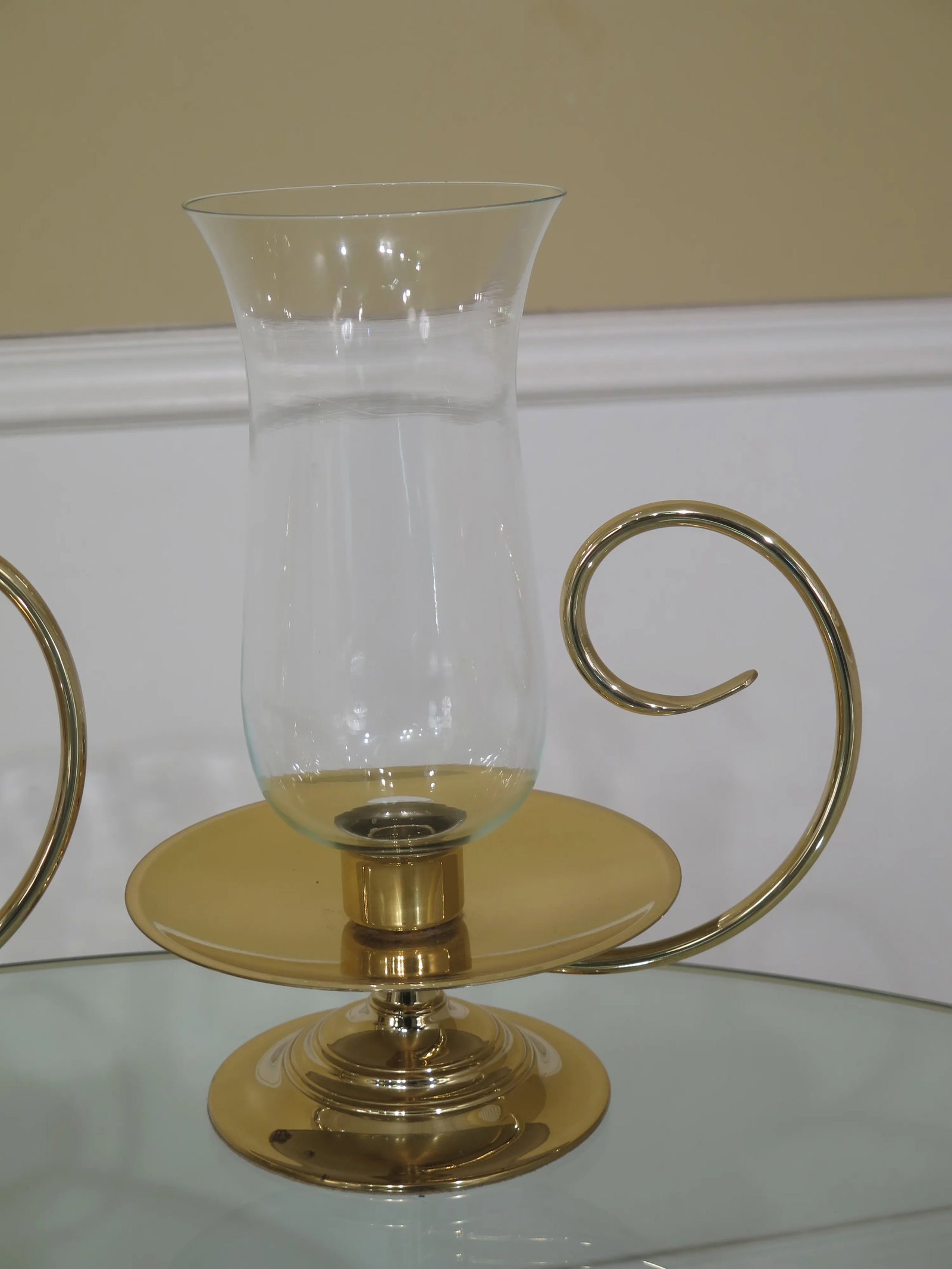 Baldwin Brass Candlesticks W. Glass Globes - a Pair - 2