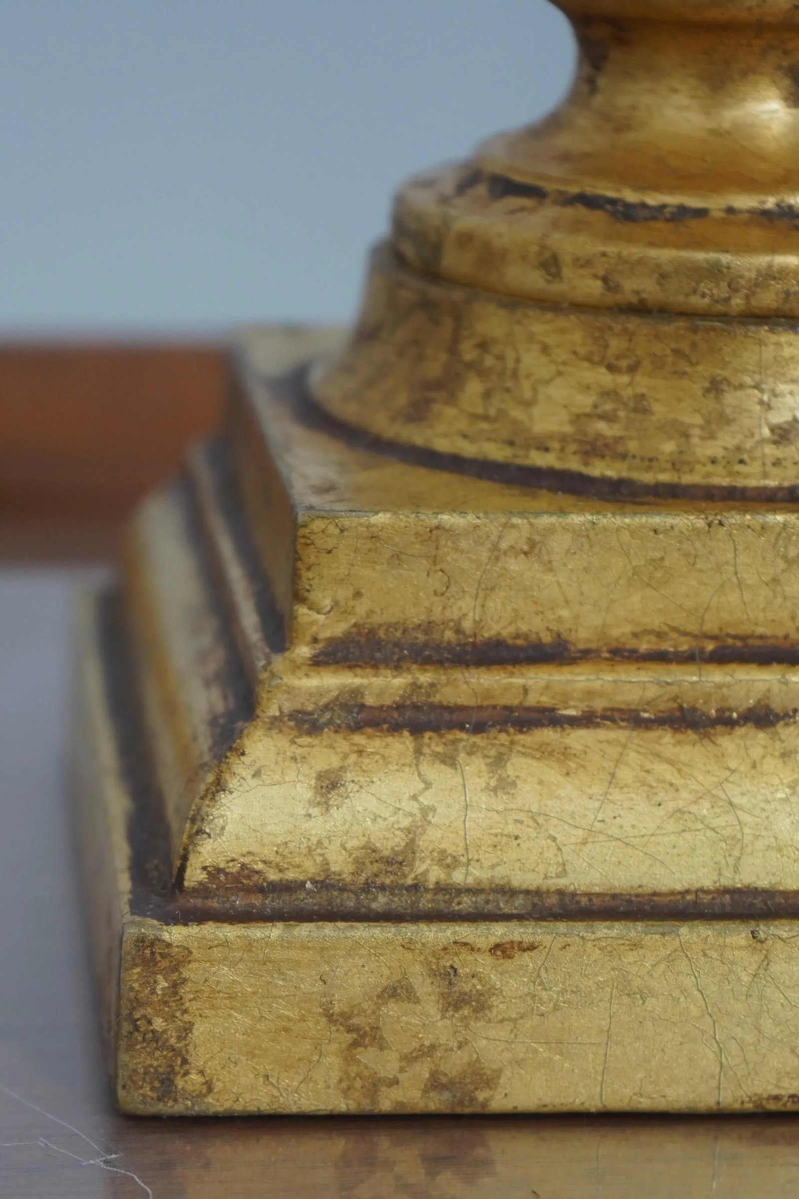 Pair Ethan Allen Gold Leaf Buffet Table Lamps - 7