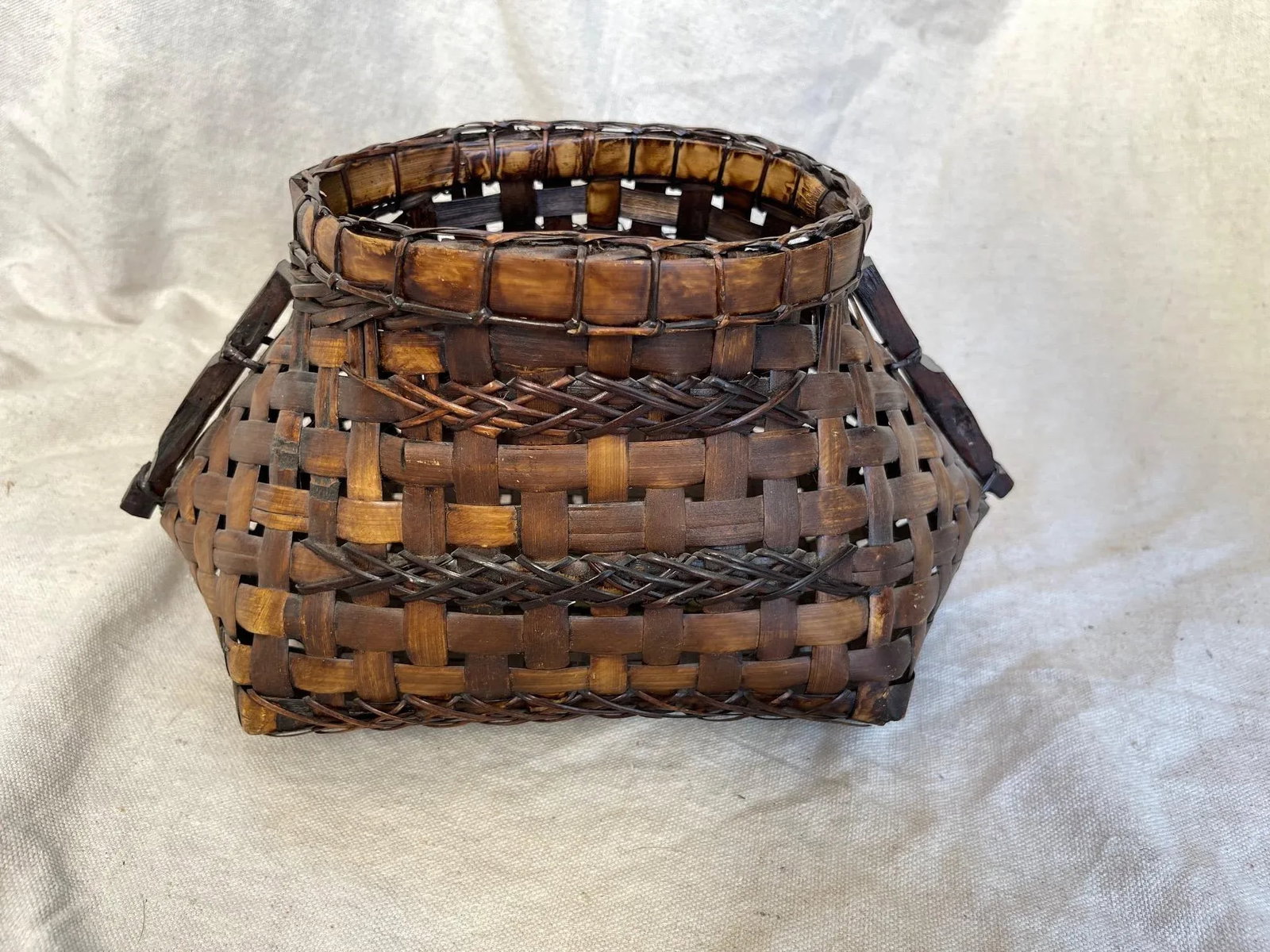 Vintage Split Bamboo/Rattan Basket - 4