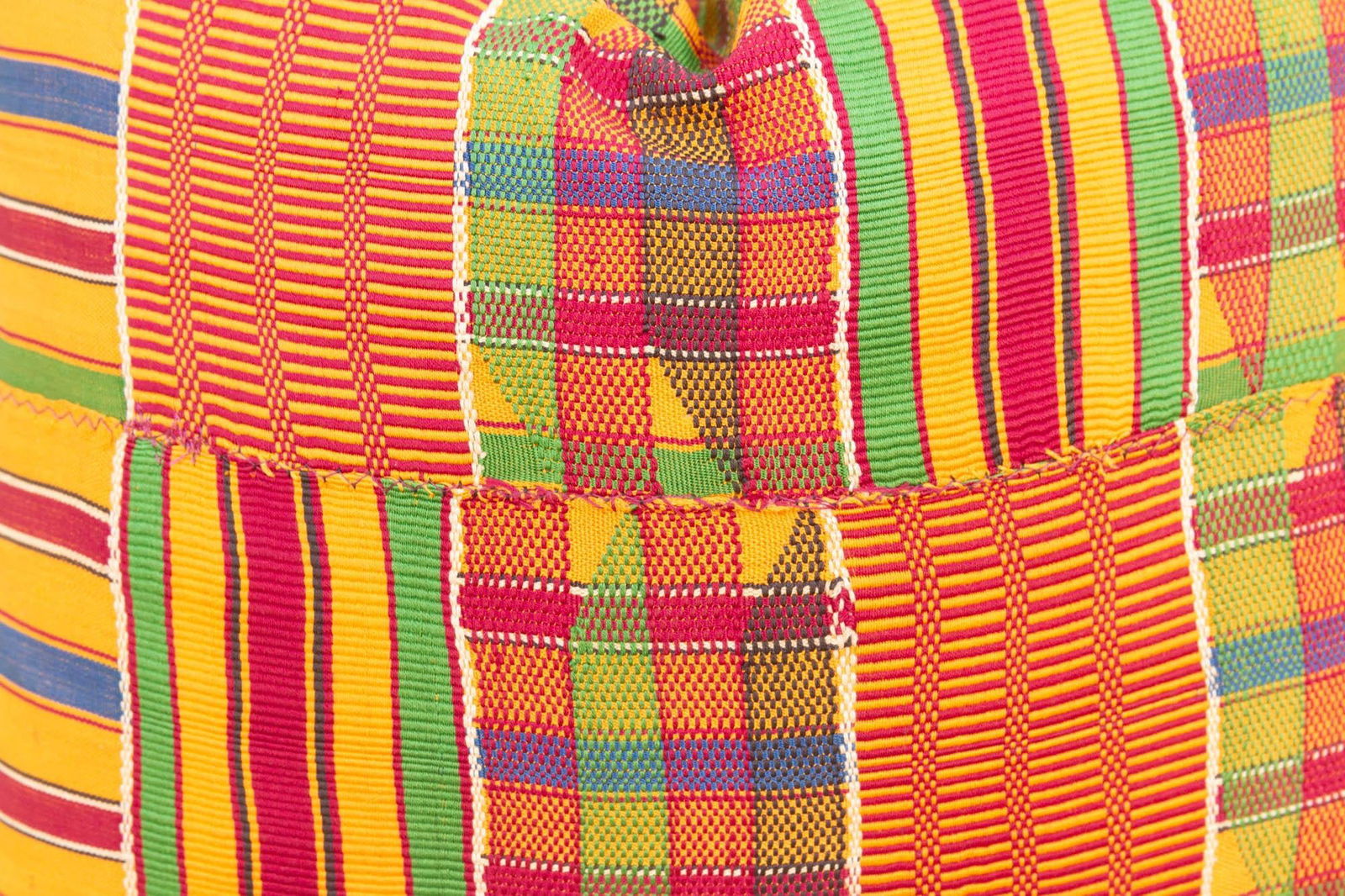 Set of Two, Multicolor Vintage African Kente Pillow Covers - 5