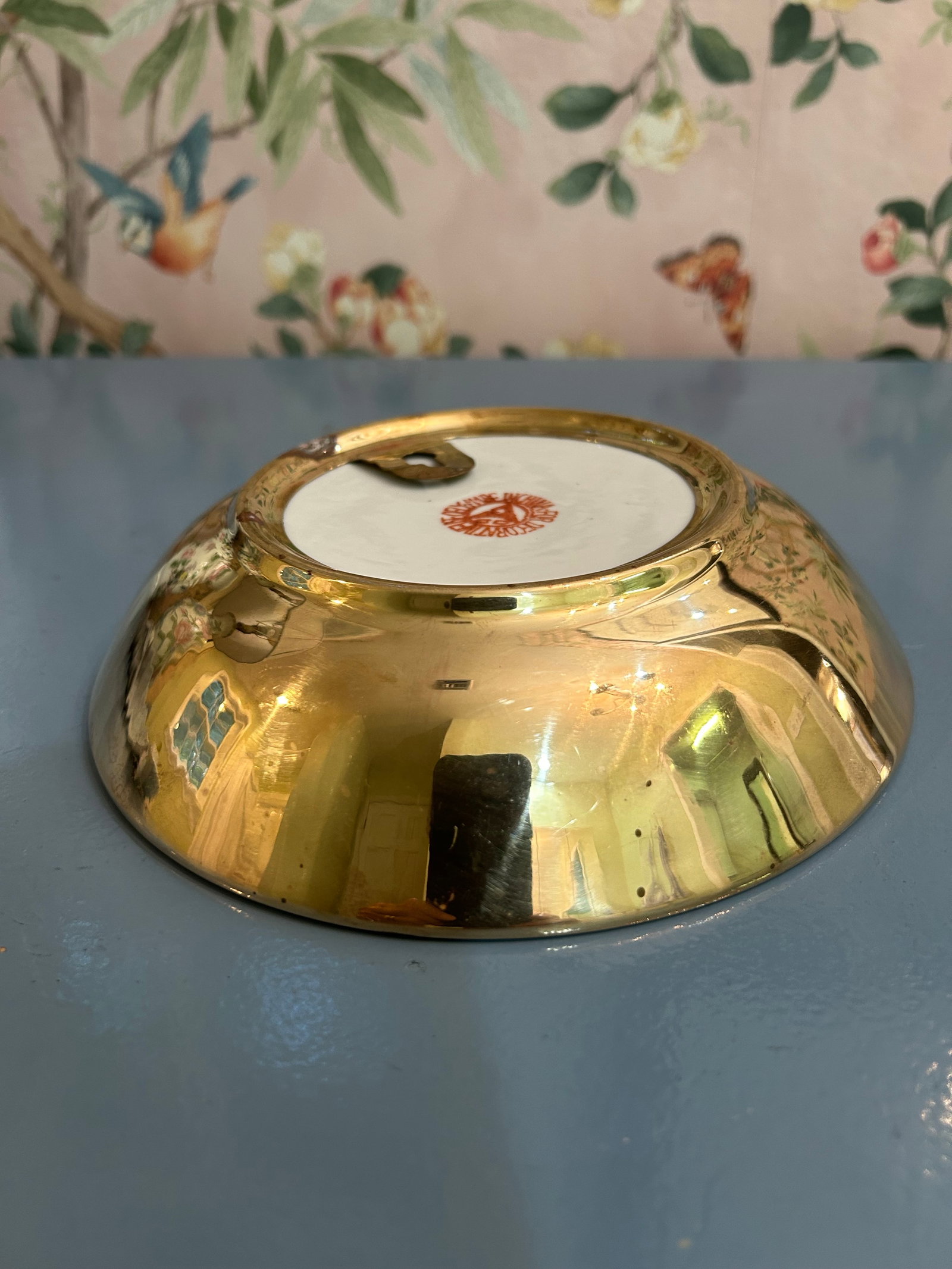 Mid 20th Century Brass Encased Porcelain Chinoiserie Bowl - 2