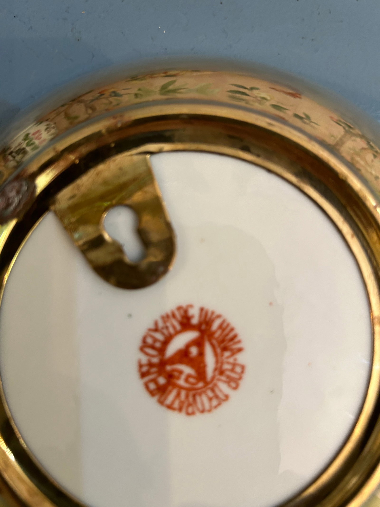 Mid 20th Century Brass Encased Porcelain Chinoiserie Bowl - 3