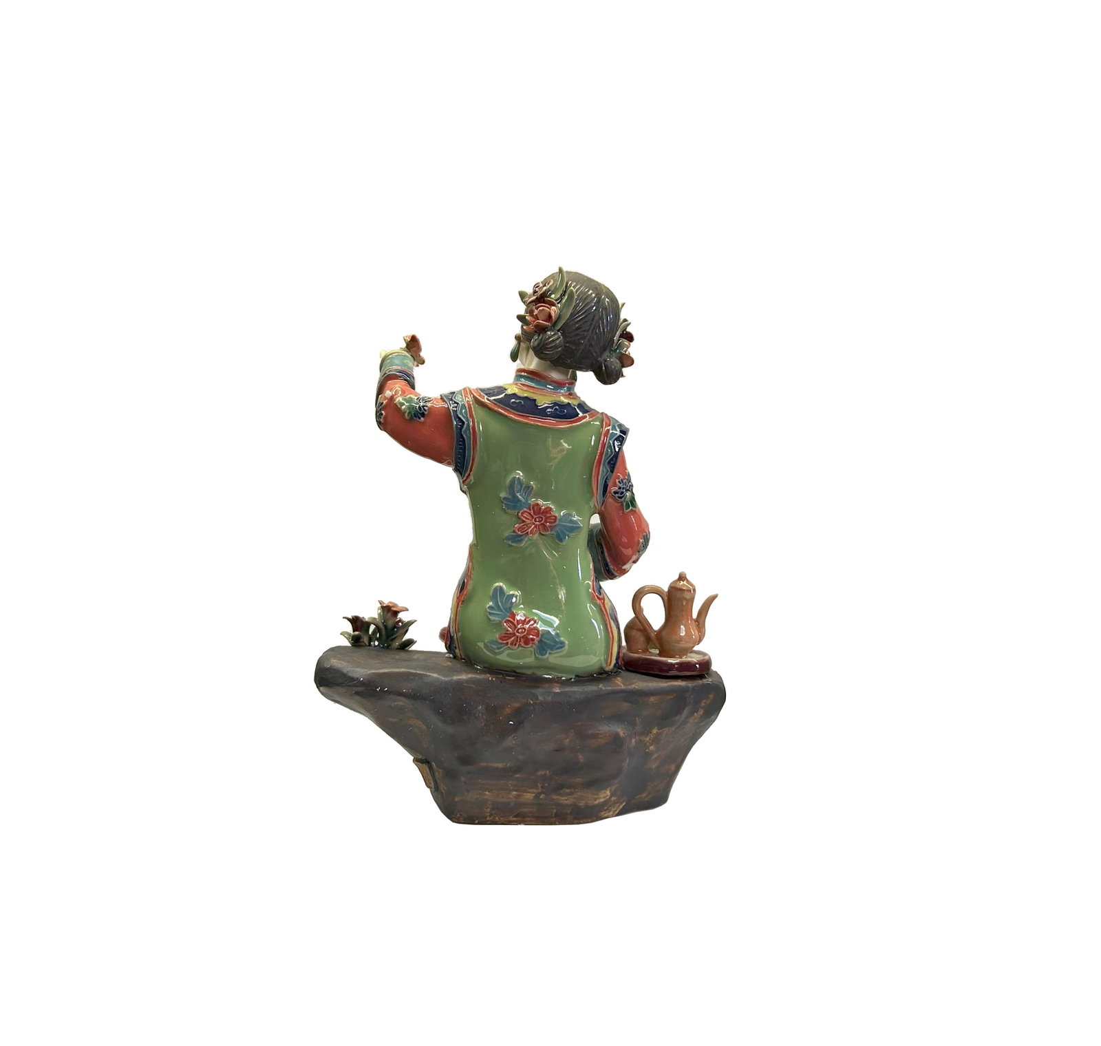 Chinese Porcelain Qing Style Dressing Tea Bird Lady Figure - 2
