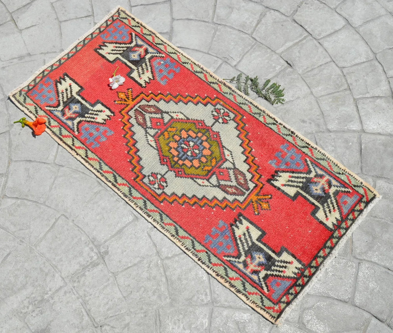 Hand Knotted Door Mat, Entryway Rug, Bath Mat, Kitchen Decor, Small Rug, Turkish Rug - 1'7" X 3'3" - 2