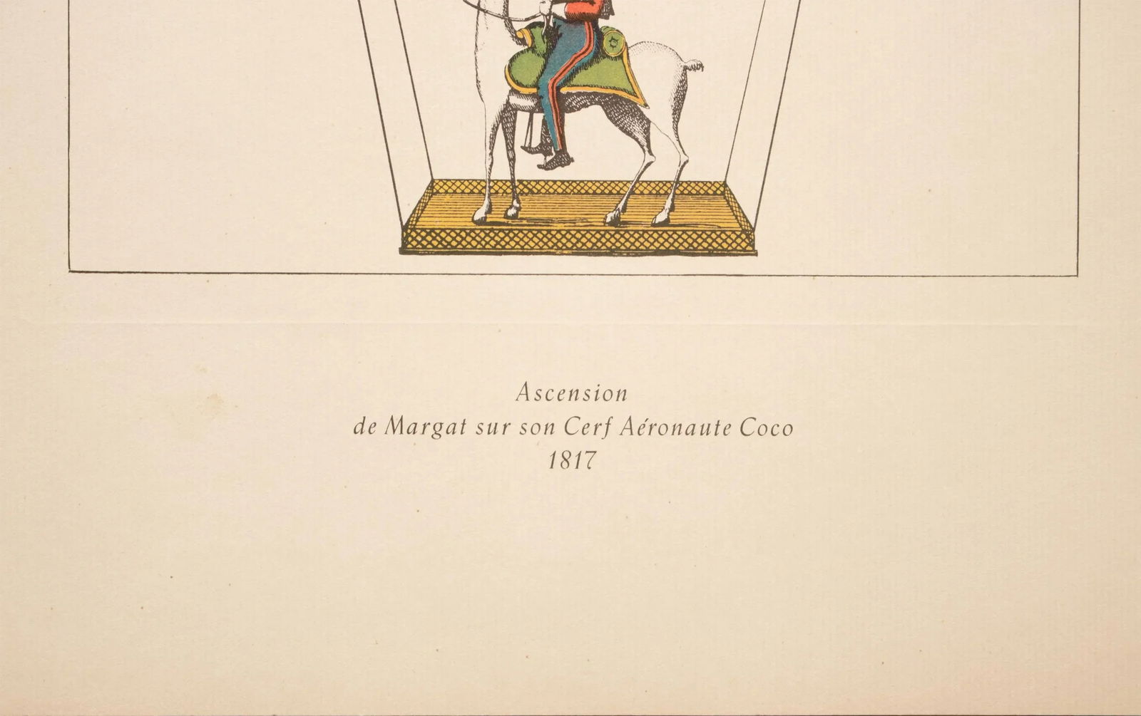 1956 "Ascent of Margat on His Cerf Aeronaute Coco, 1817", Large Vintage Offset Lithograph - 6