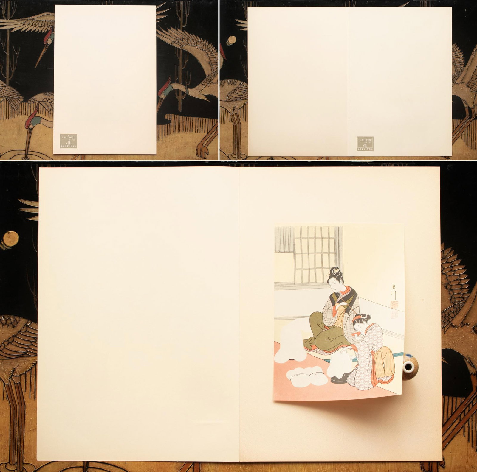 1963 After Harunobu "Evening View of Snow on Lacquered Tub", Full-Color Print From Japan - 2