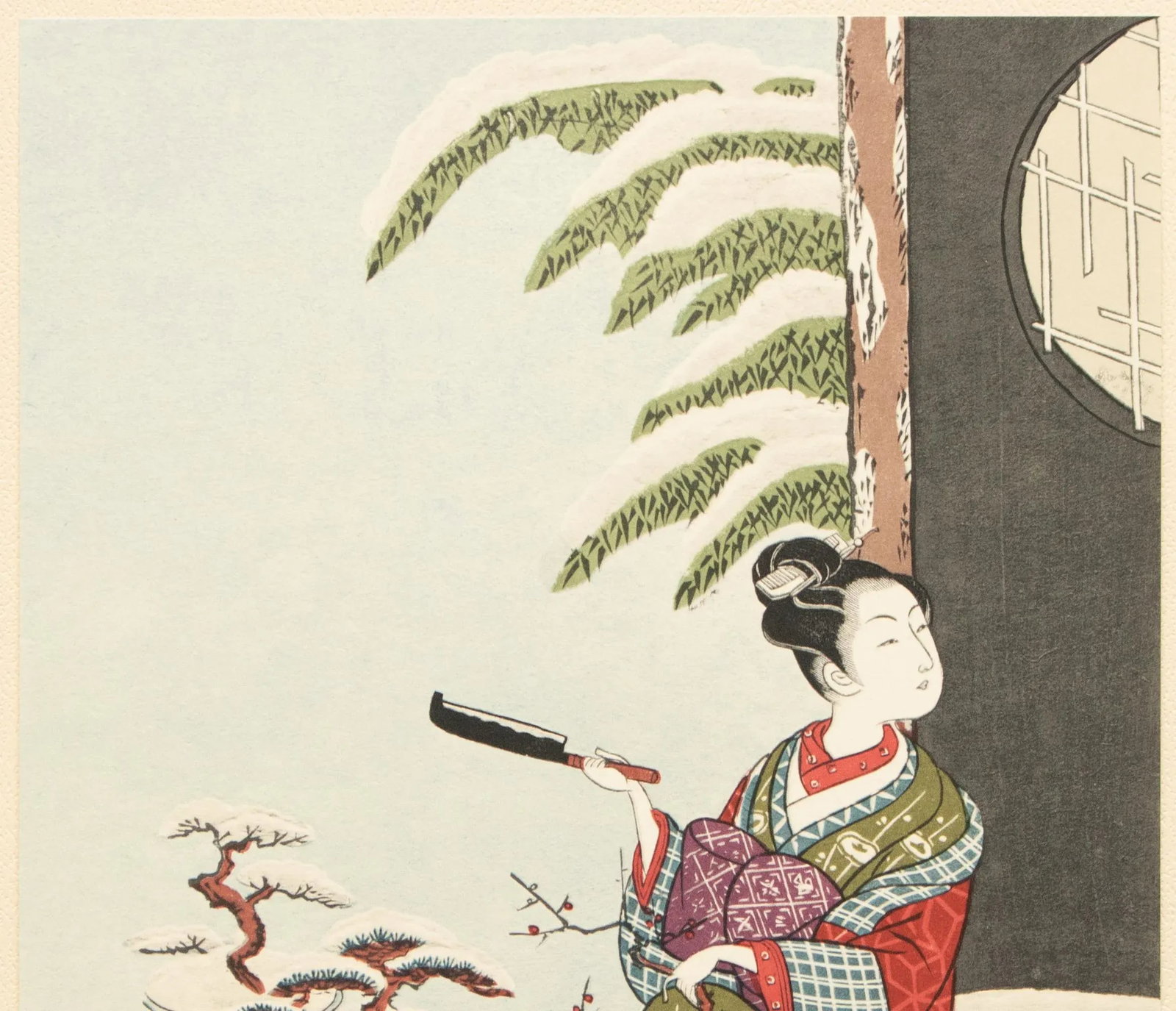 1963 After Harunobu "Adaptation From the Potted Tree Drama", Full-Color Print From Japan - 4