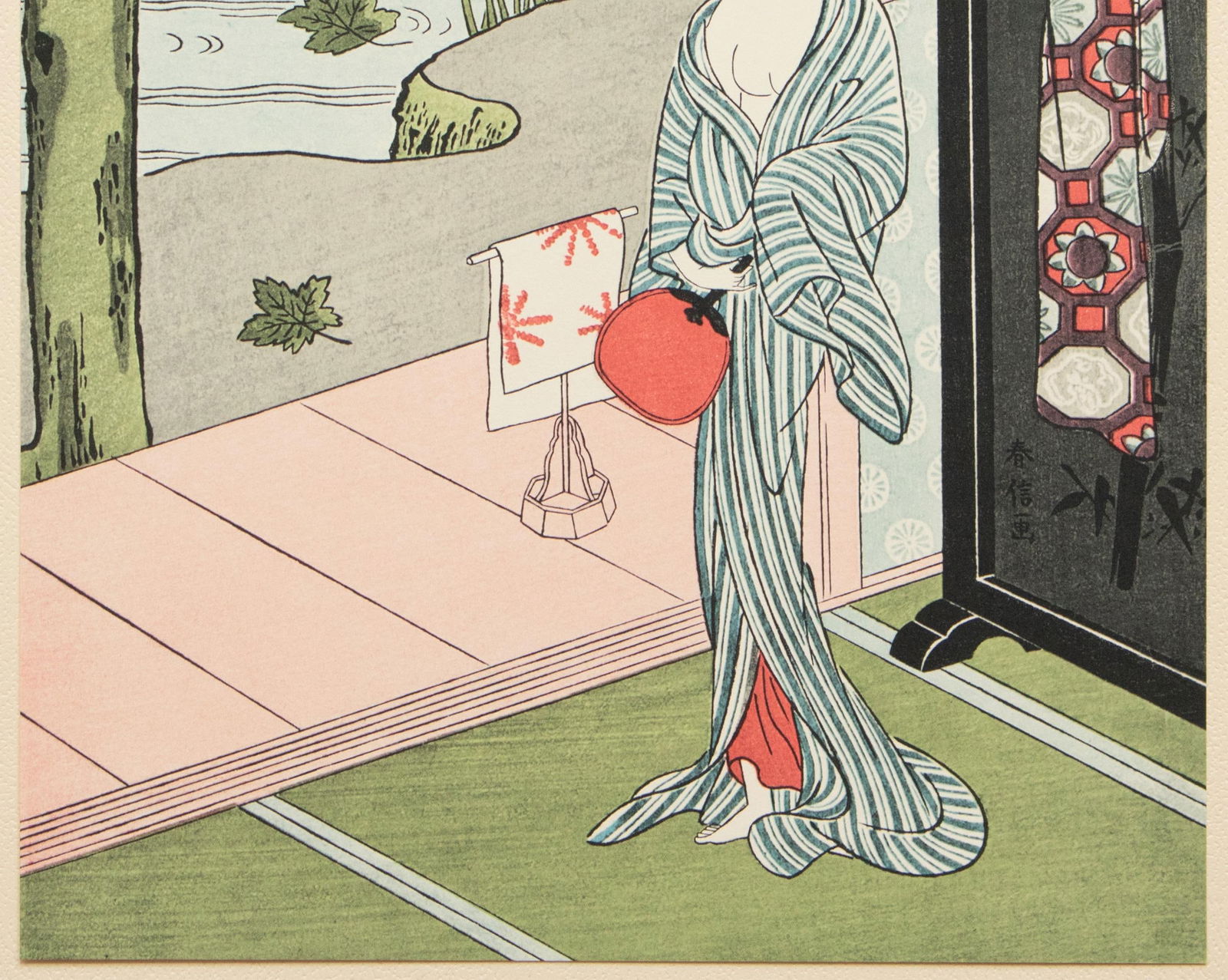 1963 After Harunobu "Collection of Ancient Poems - Poet Fujiwara No Toshiyuki", Full-Color Print - 5