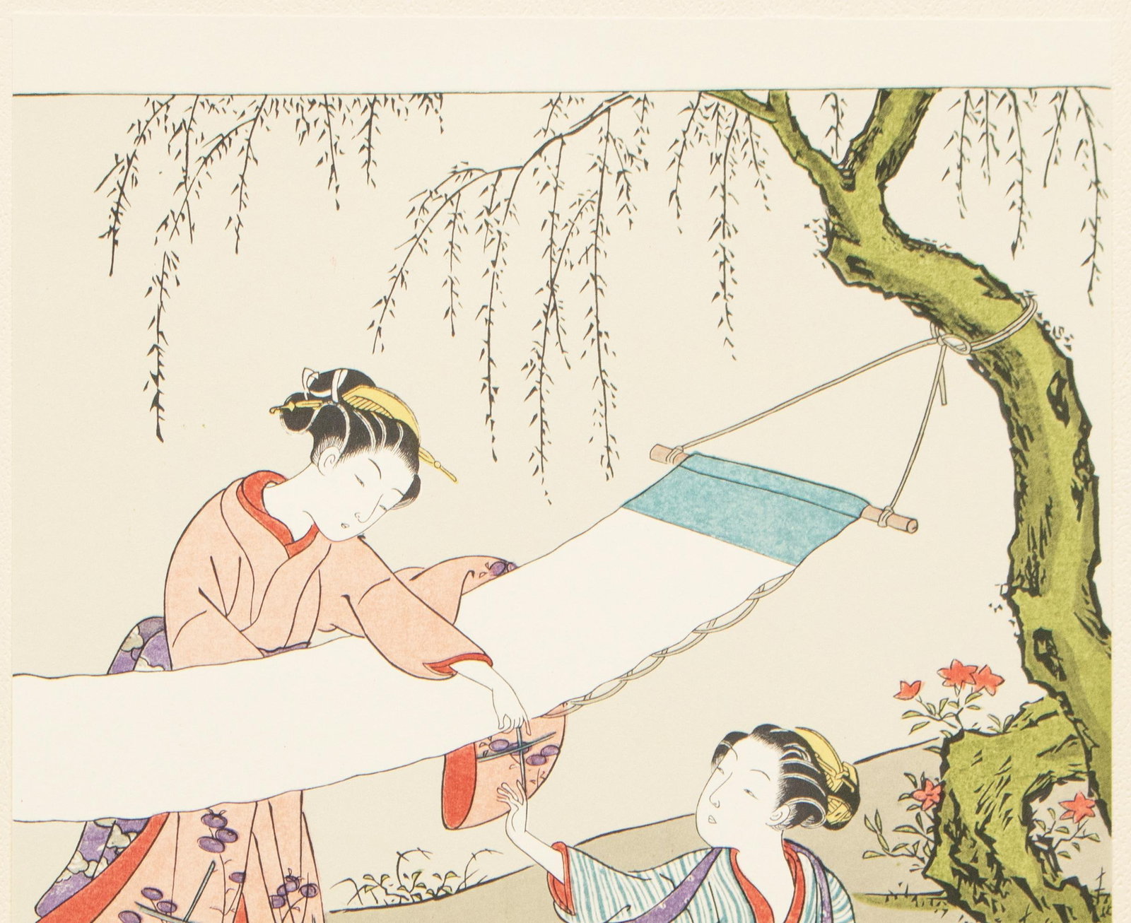 1963 After Harunobu "The End of the Rainy Season", Full-Color Print From Japan - 4