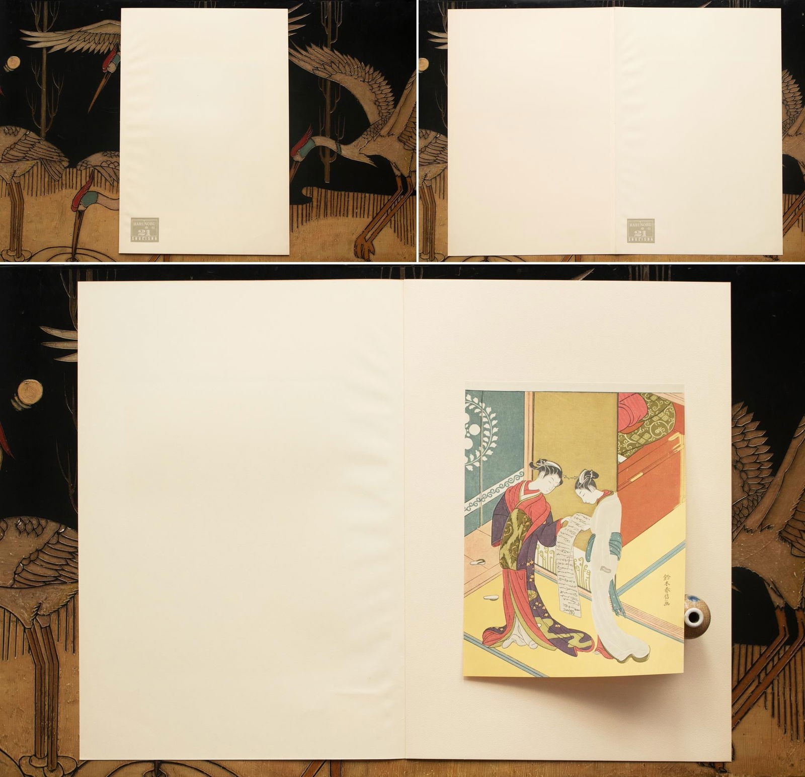 1963 After Harunobu "Two Women Standing in the Drawing Room", Full-Color Print From Japan - 2