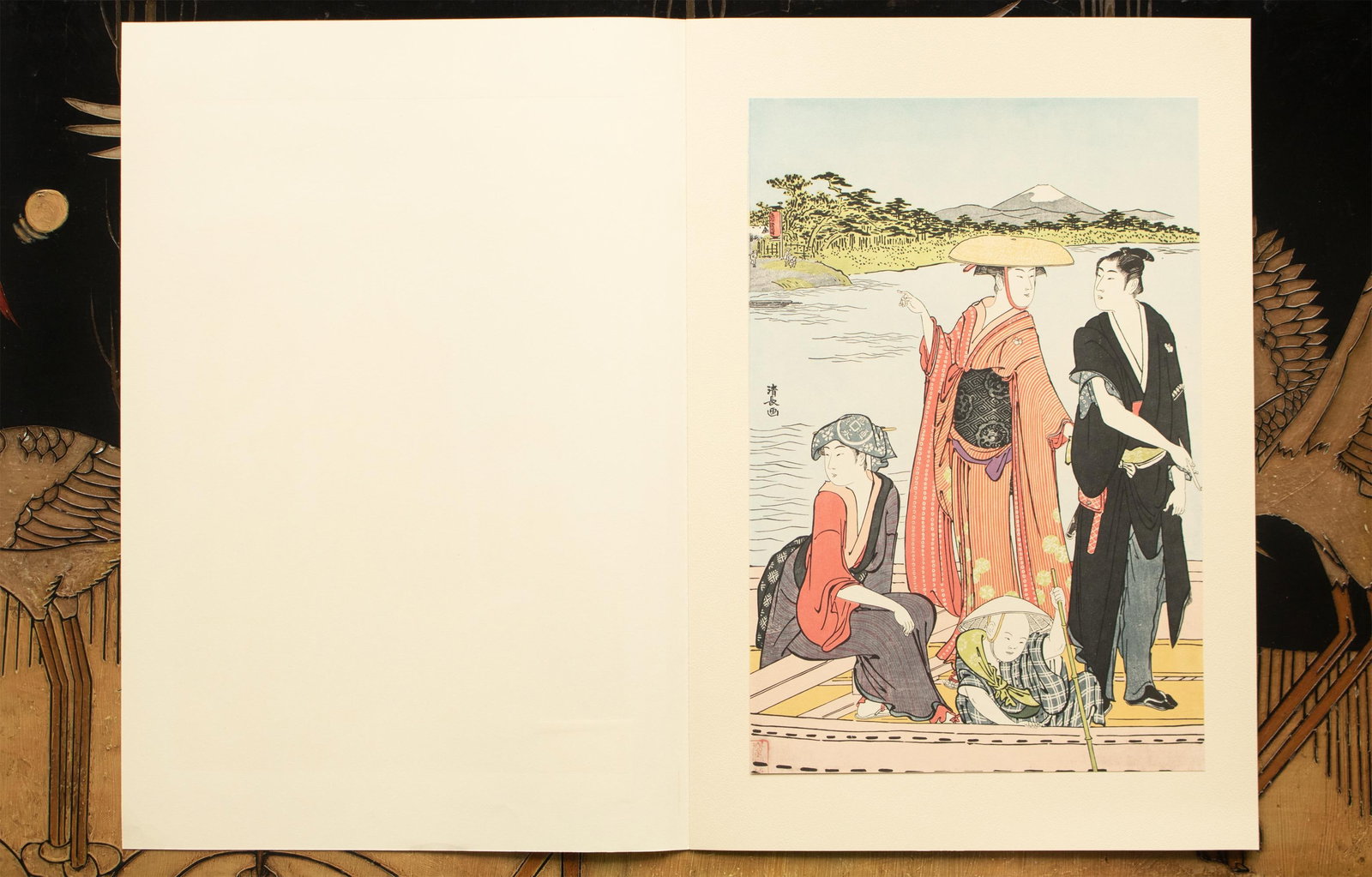 1964 After Kiyonaga "The Ferry on the Rokugo River", Full-Color Print From Japan - 6
