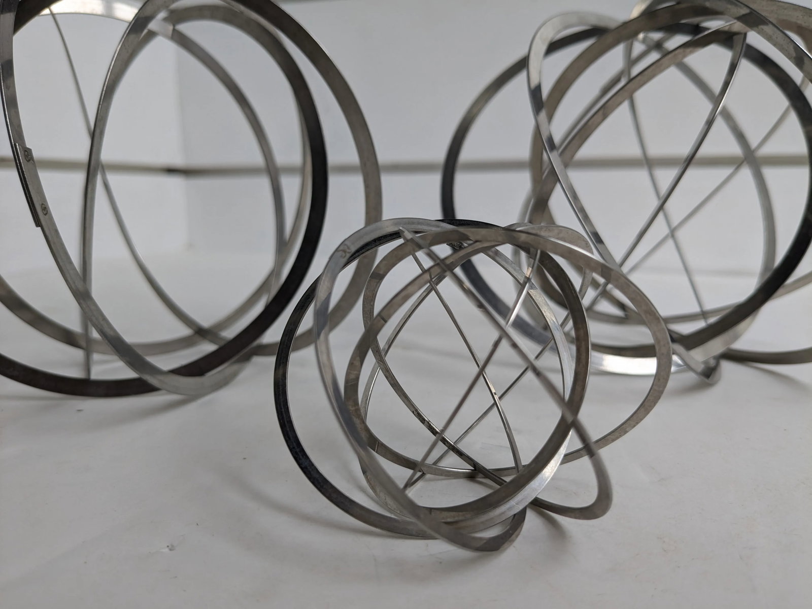 Trio of Silver Tone Metal Spherical Balls, Late 20th Century - 2