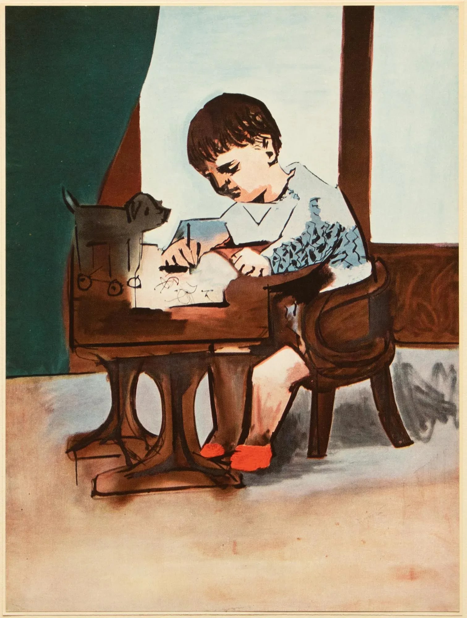 1960s After Pablo Picasso "Paul Drawing", Vintage Period Full-Color Print - 2
