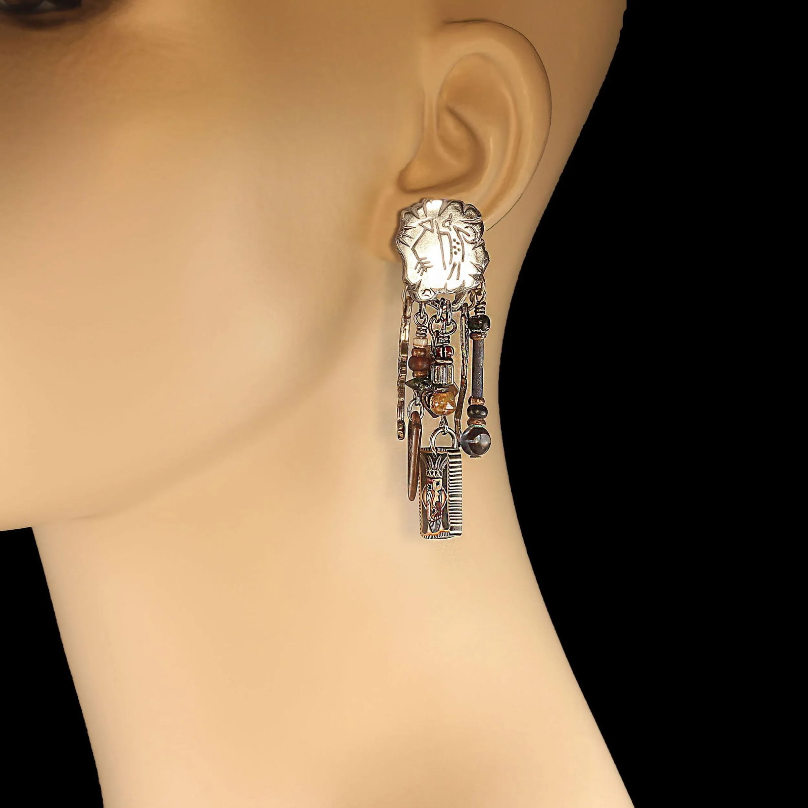 Metal Clip on Dangle Earrings - 2 Pieces - 2