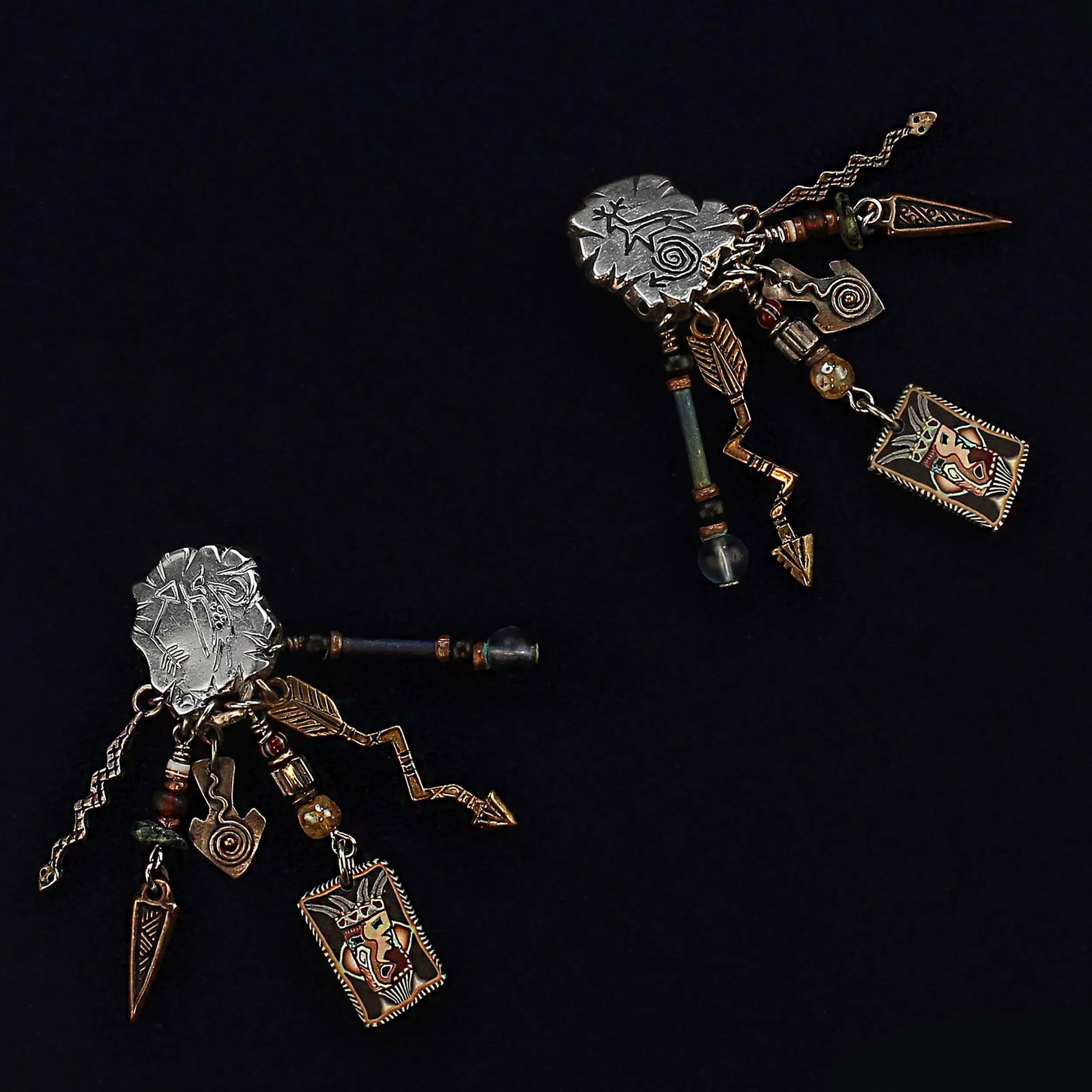 Metal Clip on Dangle Earrings - 2 Pieces - 3