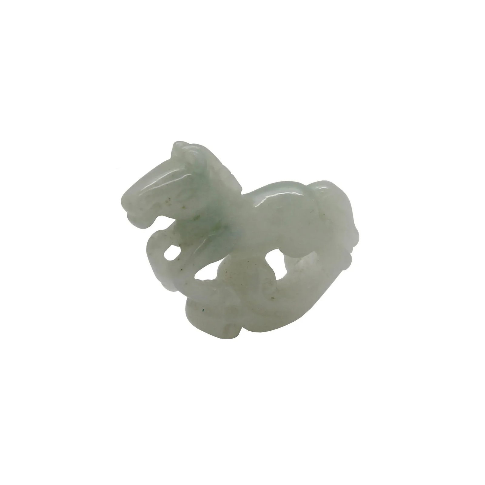 Green Jade Chinese Zodiac Horse Running on Luyi Cloud Pendant - 2