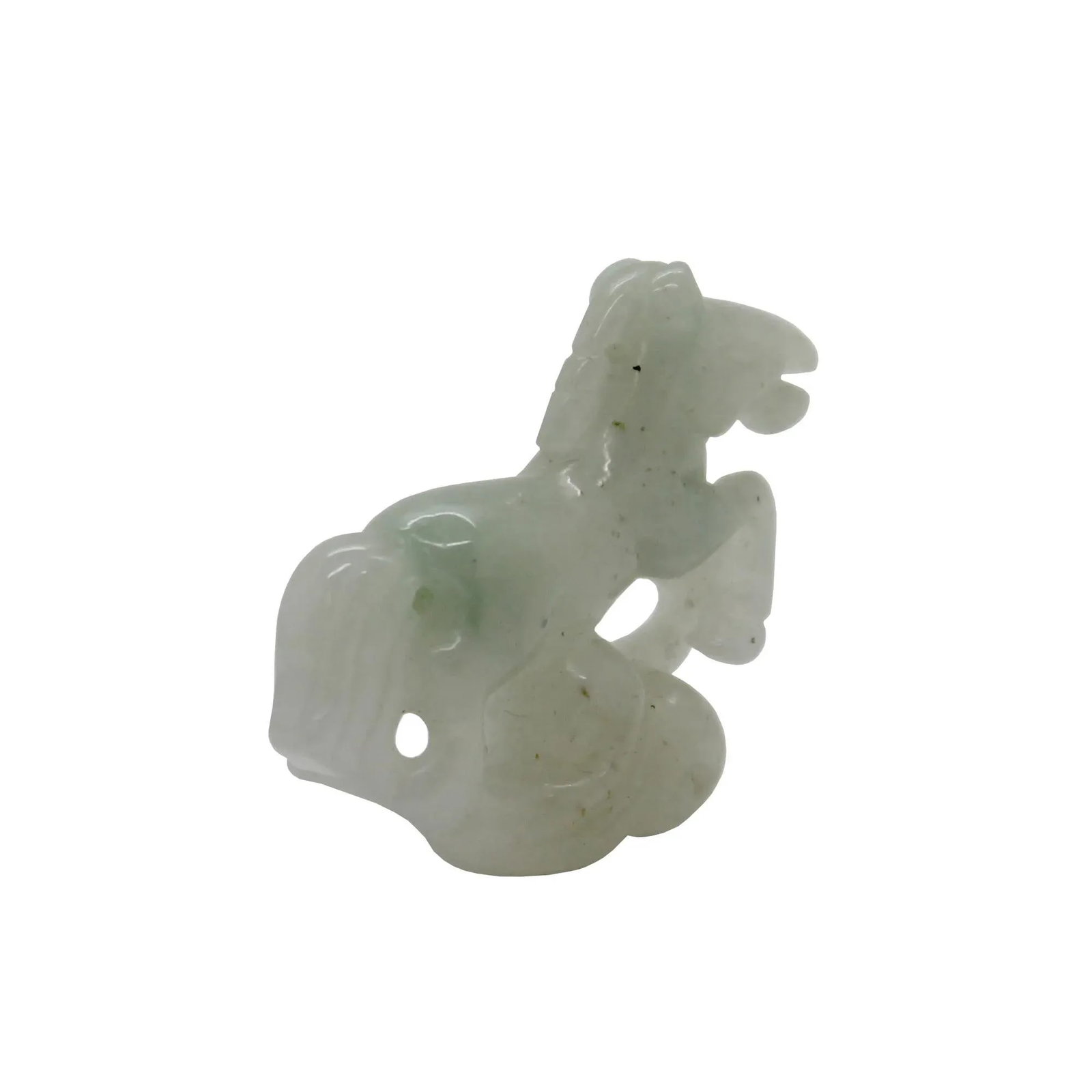 Green Jade Chinese Zodiac Horse Running on Luyi Cloud Pendant - 4