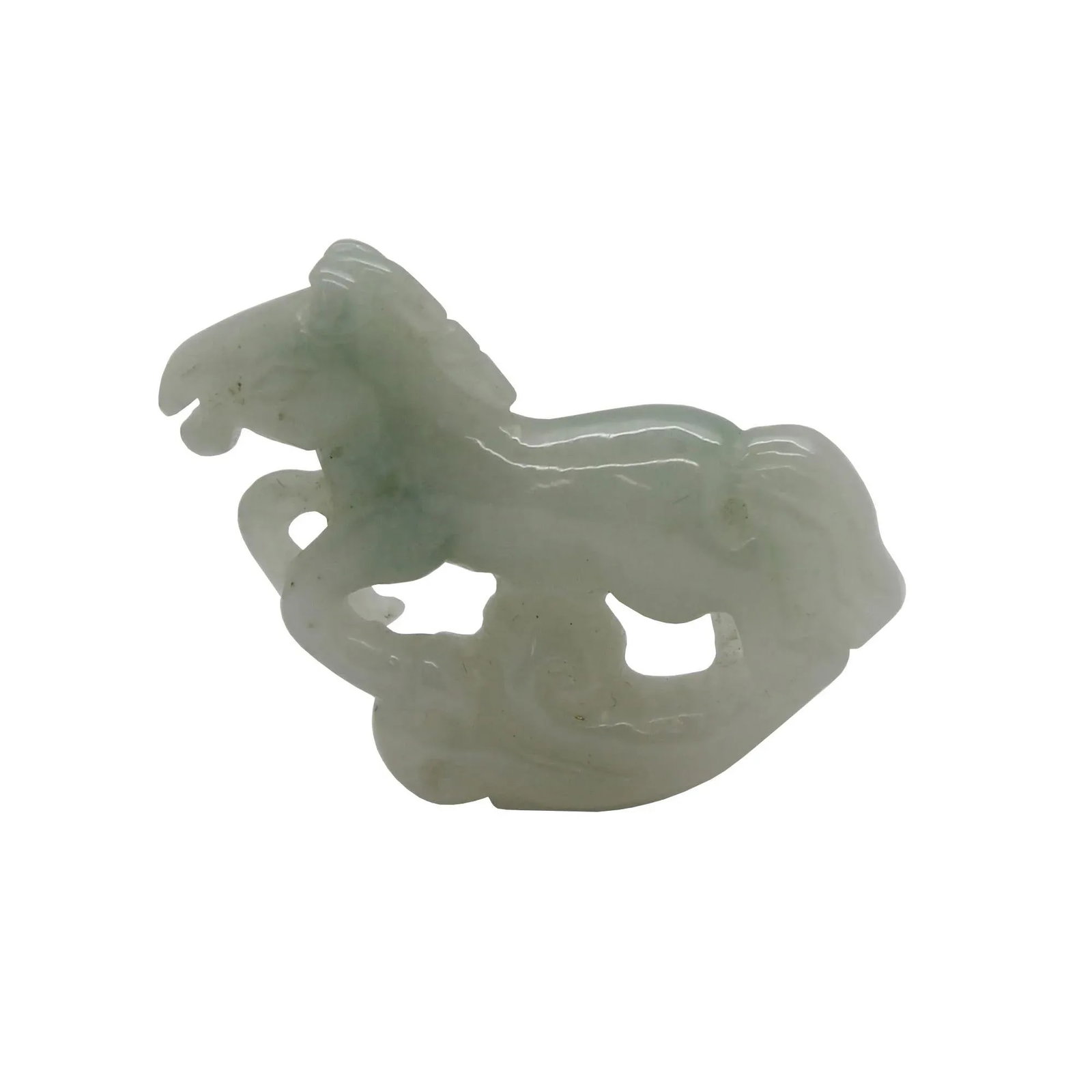 Green Jade Chinese Zodiac Horse Running on Luyi Cloud Pendant - 5