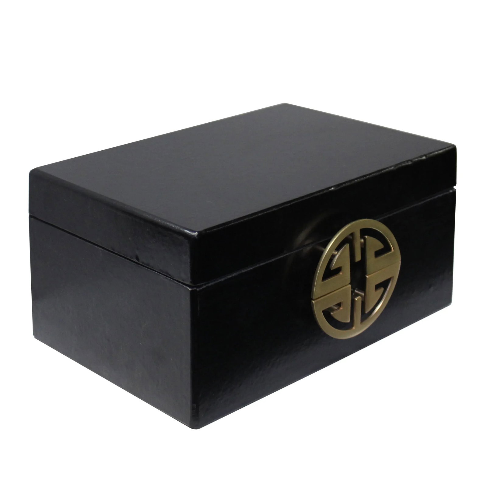Oriental Round Hardware Black Rectangular Container Box Large - 3