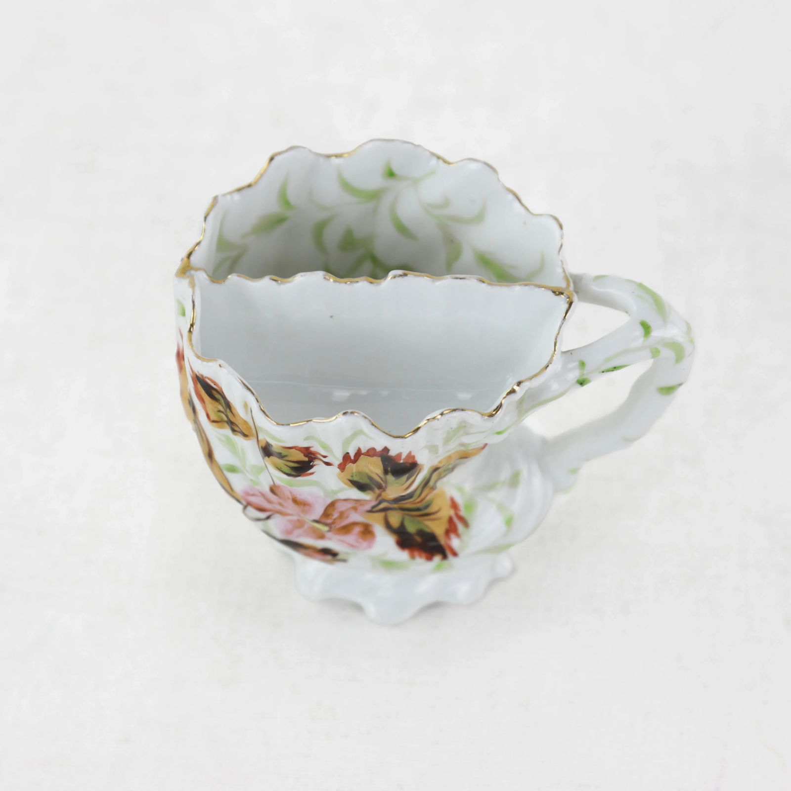 Vintage Floral Porcelain Shaving Mug With Hand-Painted Flowers – Antique Bathroom Décor - 2
