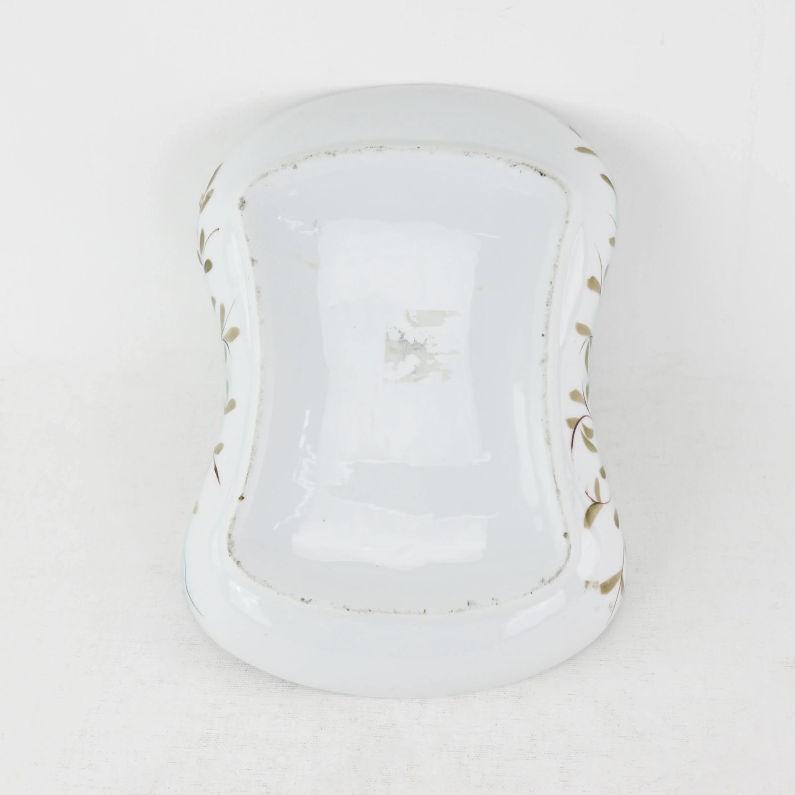 Vintage Porcelain Handled Basket With Hand-Painted Pink Floral Design - 7