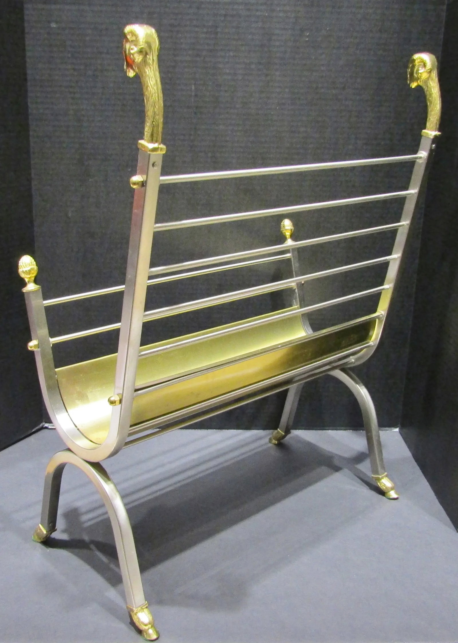 Vintage French Attributed to Maison Jansen Brass and Steel Magazine Rack Circa 1960's - 6