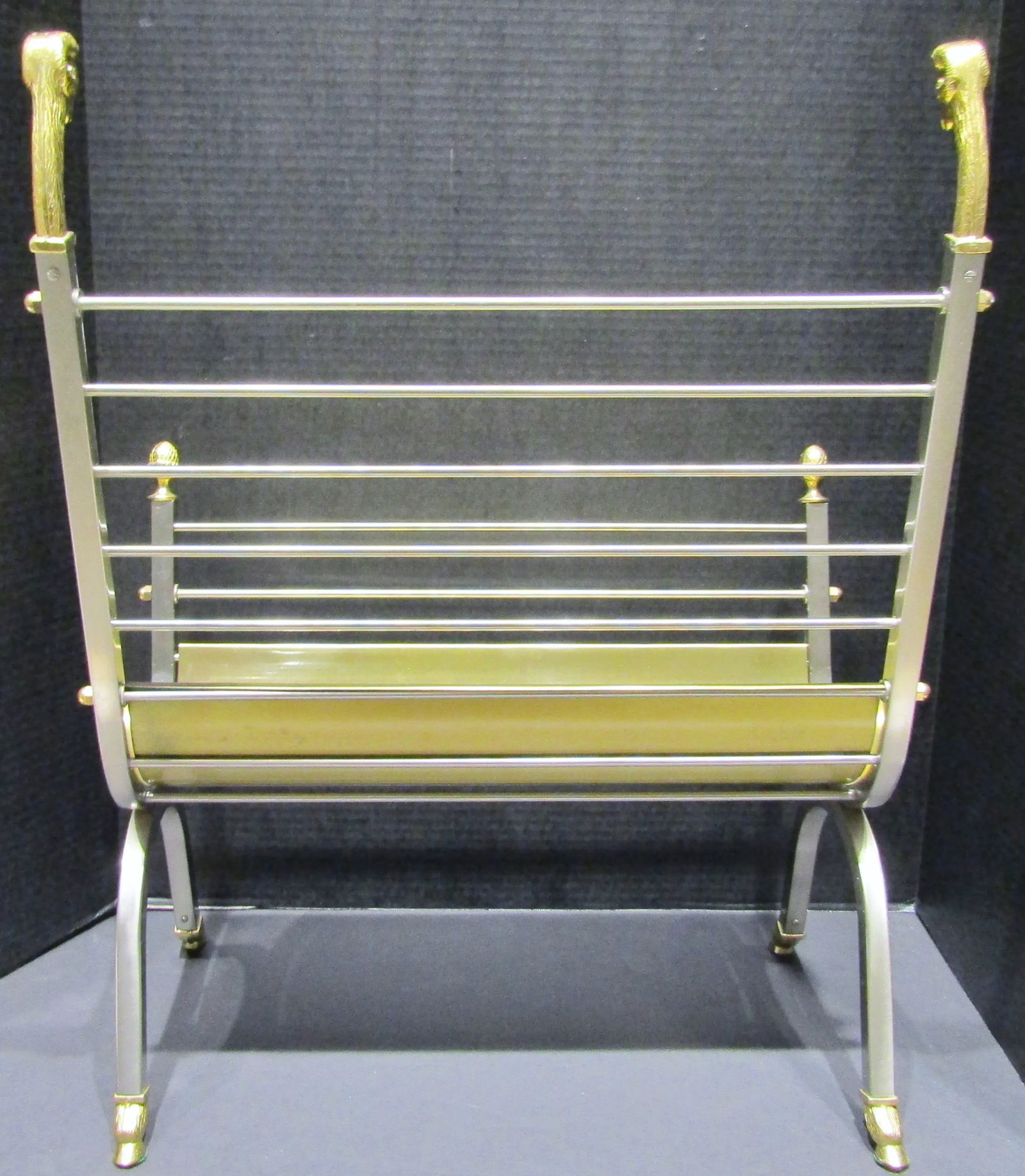 Vintage French Attributed to Maison Jansen Brass and Steel Magazine Rack Circa 1960's - 7