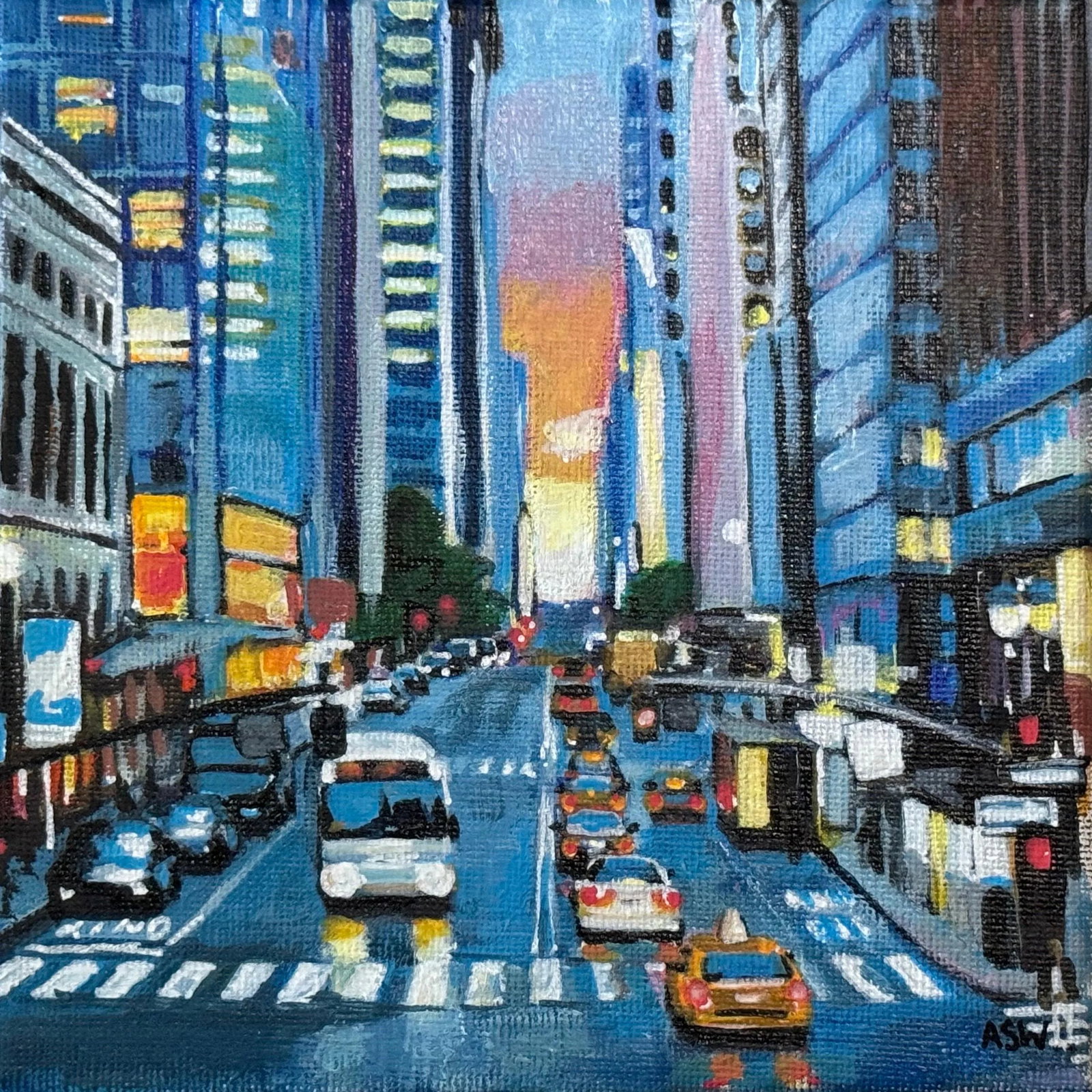 Angela Wakefield, Miniature Painting of New York City Street Scene by British Cityscape Artist, 2024 - 6