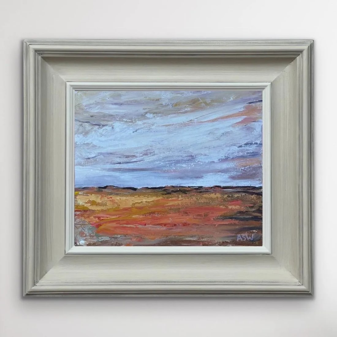 Serene Horizons - Expansive Skies Meet Textured Earthy Tones in Tranquil Harmony, 2024, Framed - 2