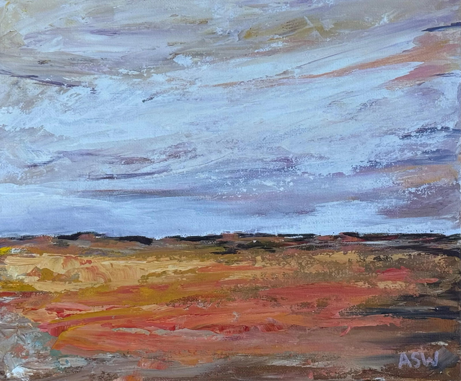 Serene Horizons - Expansive Skies Meet Textured Earthy Tones in Tranquil Harmony, 2024, Framed - 3