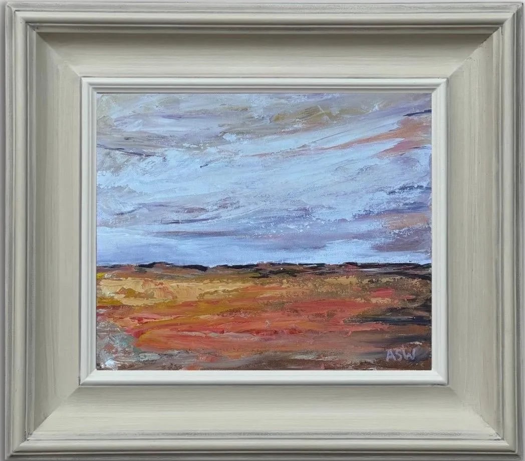 Serene Horizons - Expansive Skies Meet Textured Earthy Tones in Tranquil Harmony, 2024, Framed - 4