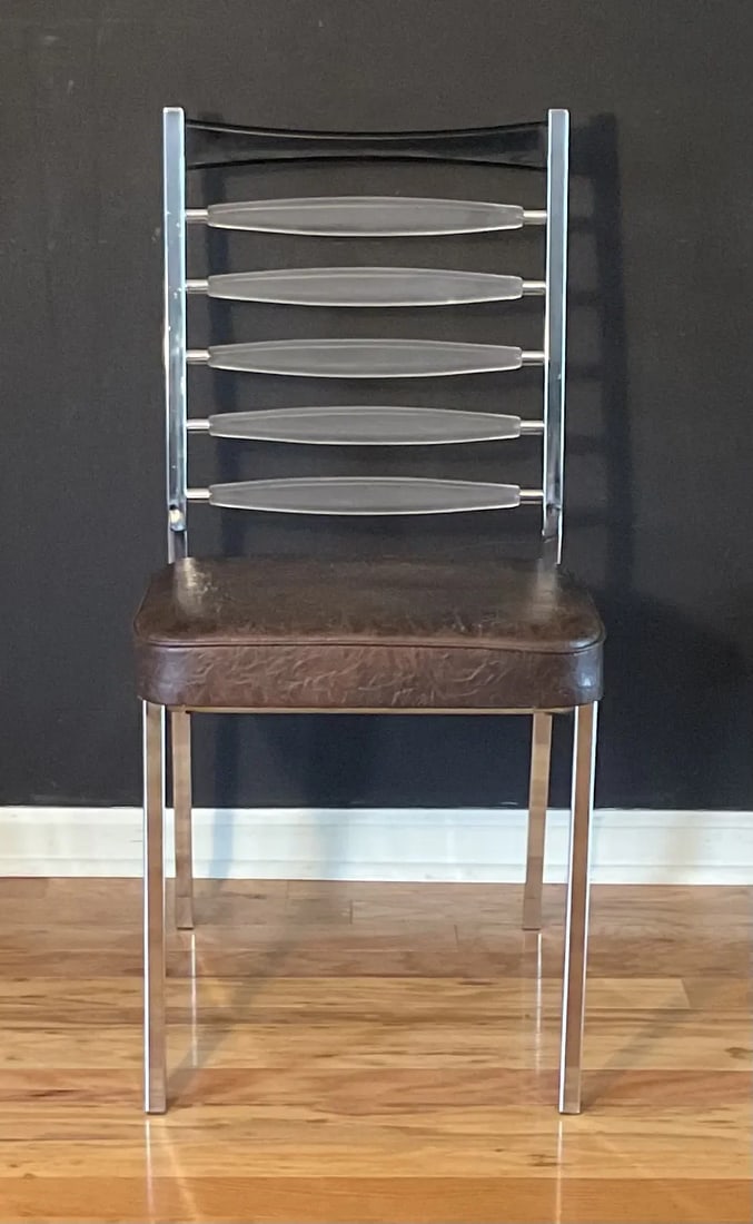 Daystrom Mid Century Modern Lucite and Chrome Ladderback Dinette Chair, Circa 70s - 7