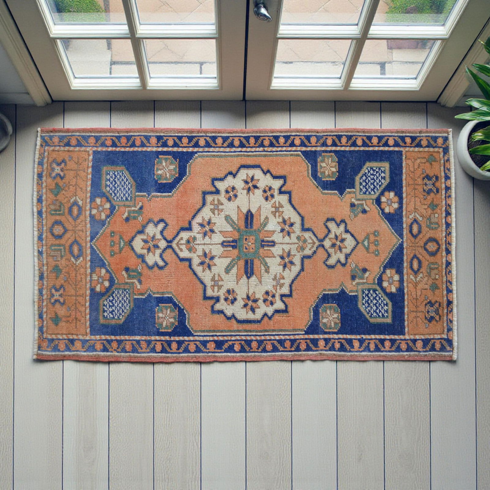 Hand Knotted Small Oushak Rug Decorative Doormat Enrty Decorc- 1'10" X 3'4" - 2